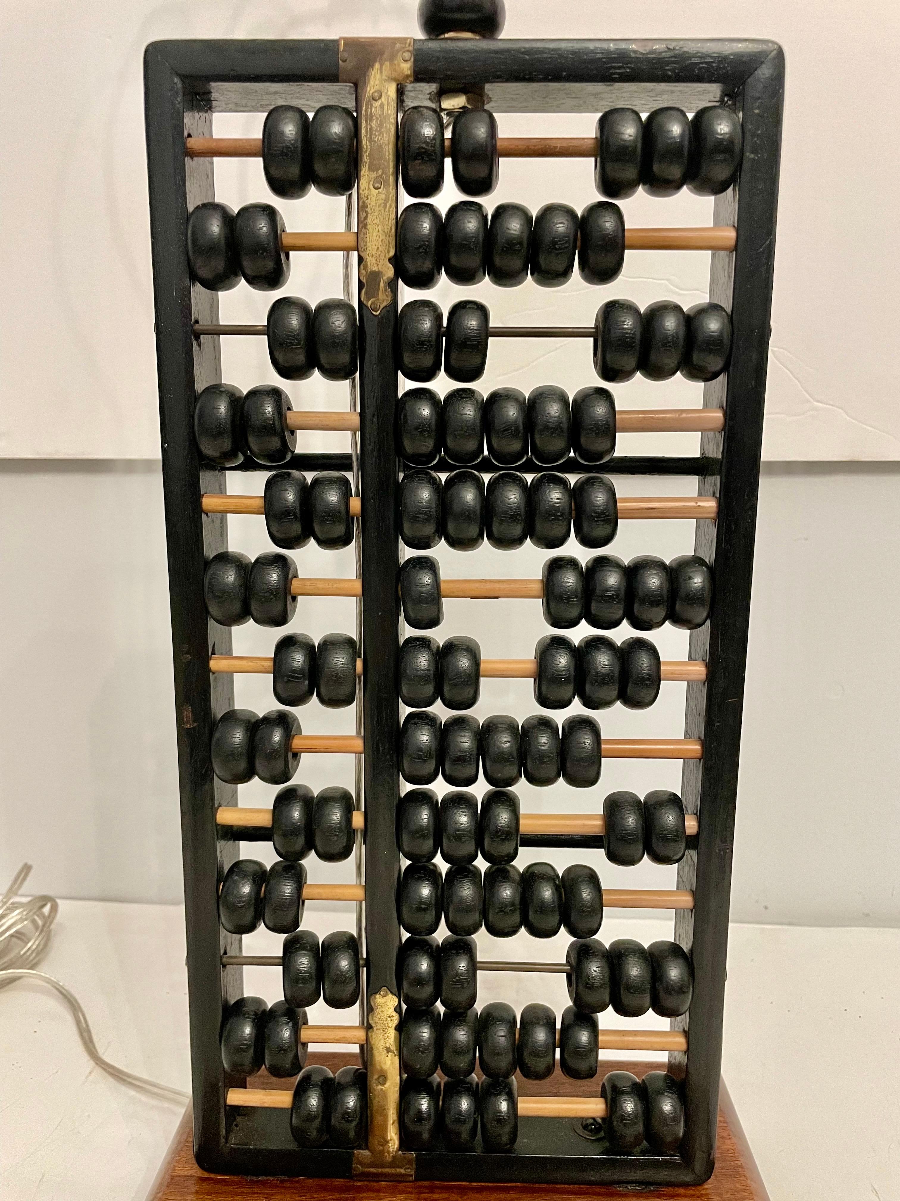 Mid Century Mahogany Abacus Lamp For Sale 1