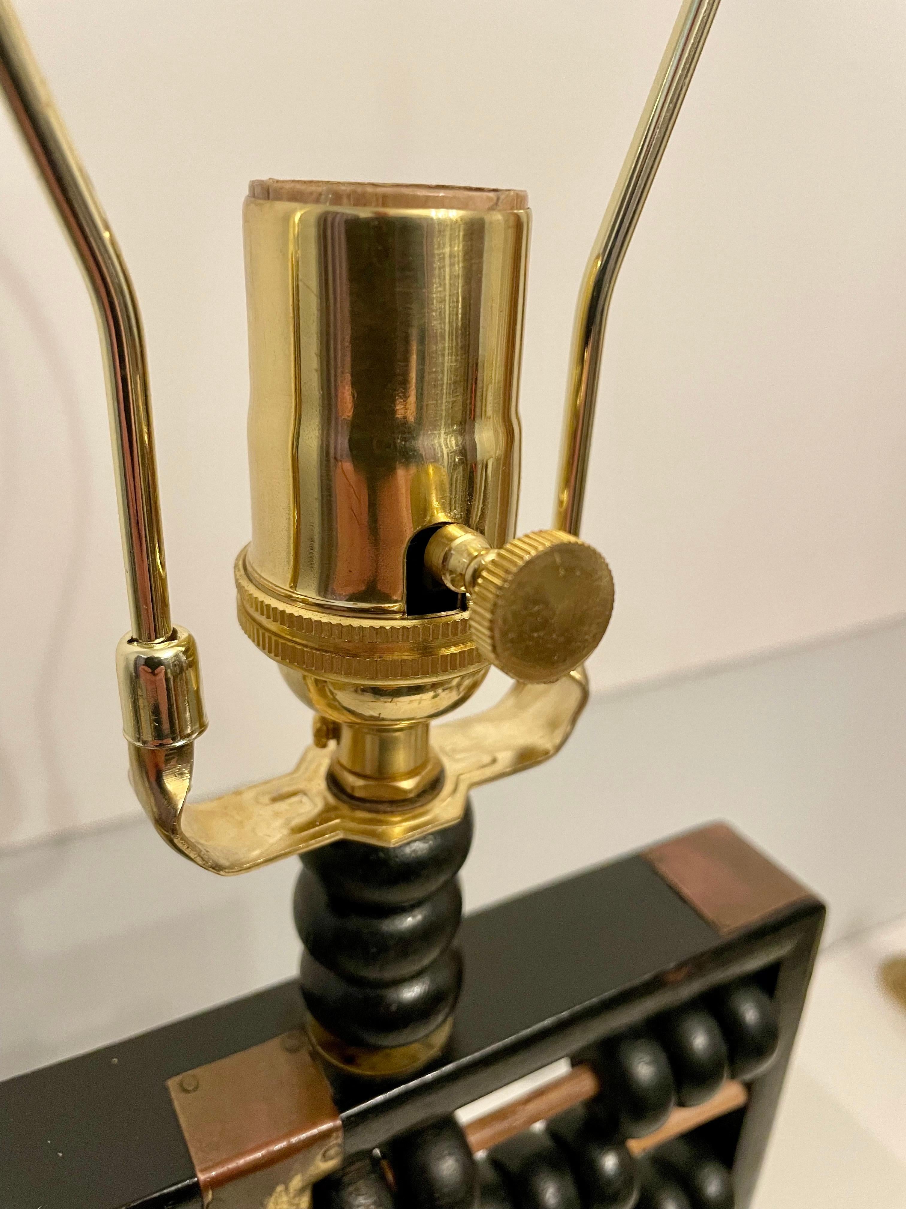 Mid Century Mahogany Abacus Lamp For Sale 2