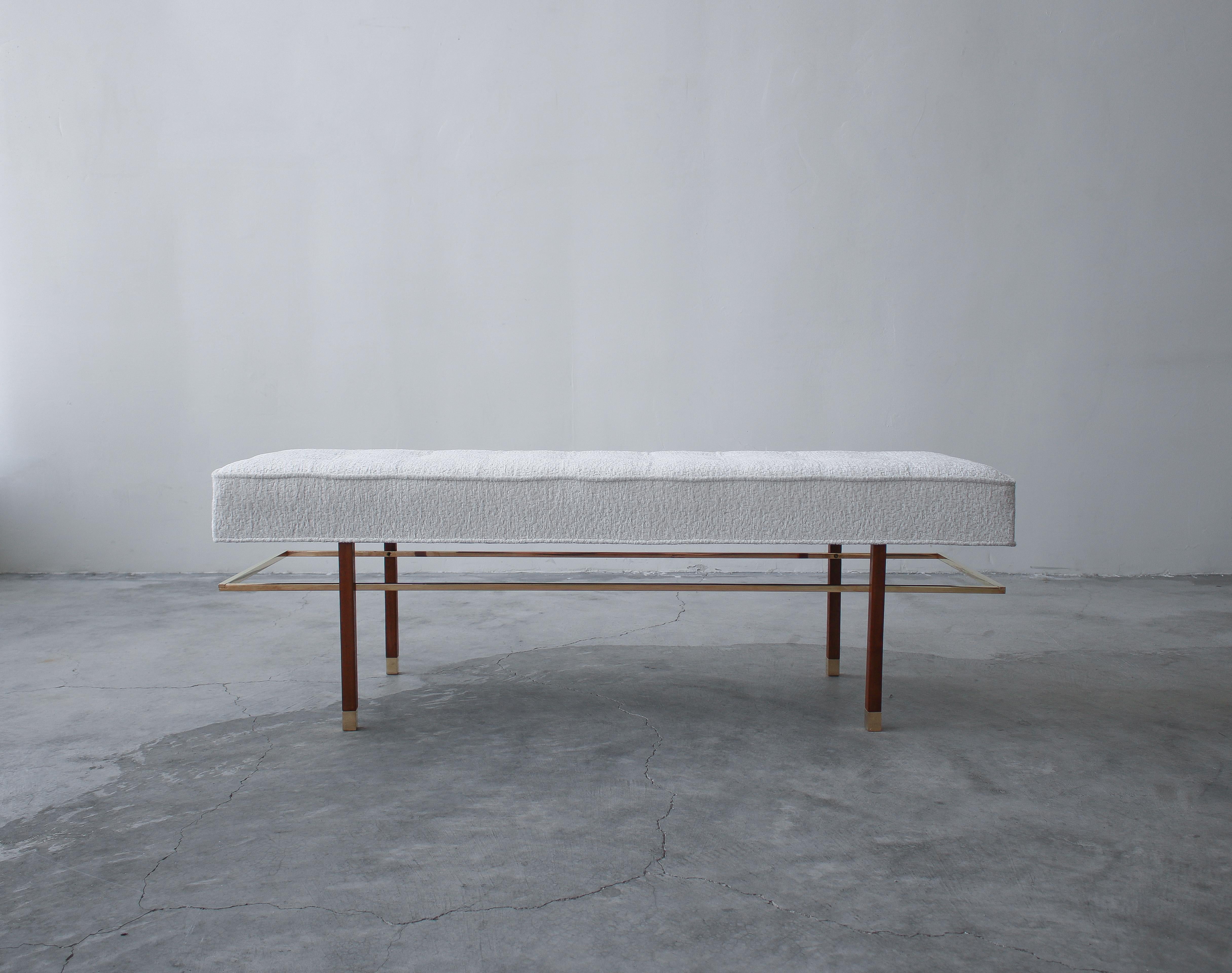 Mid-Century Modern Midcentury Mahogany and Brass Bench by Harvey Probber