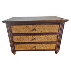 Mid-Century Mahogany and Grass Clothe Jewelry Box
