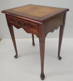 Mid-Century Mahogany and Leather Top English Silver Table