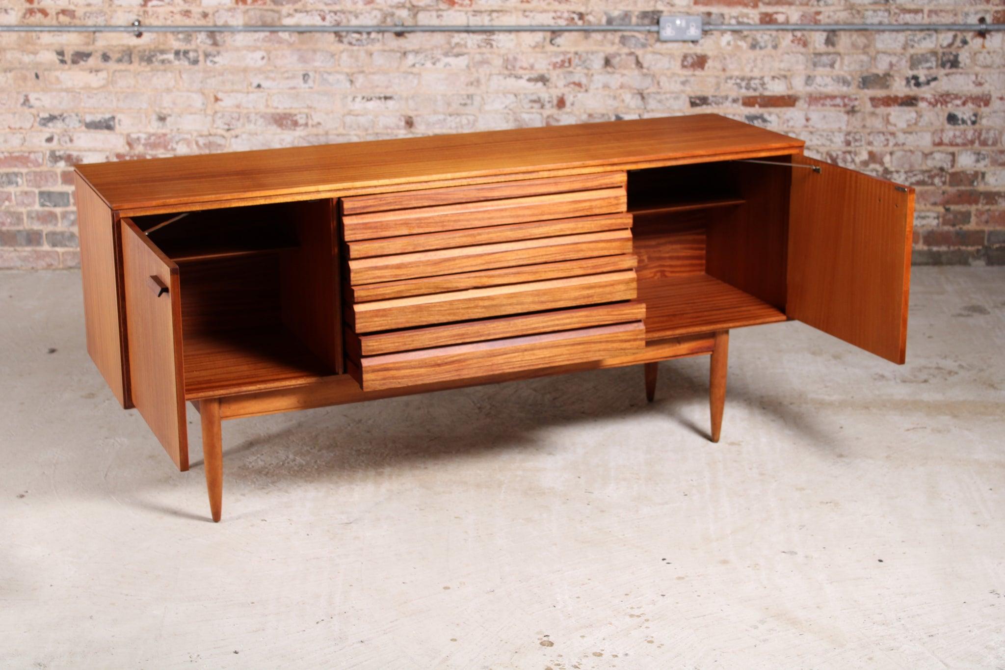 British Mid-Century Mahogany and Rosewood Sideboard by White & Newton Portsmouth, 1950s