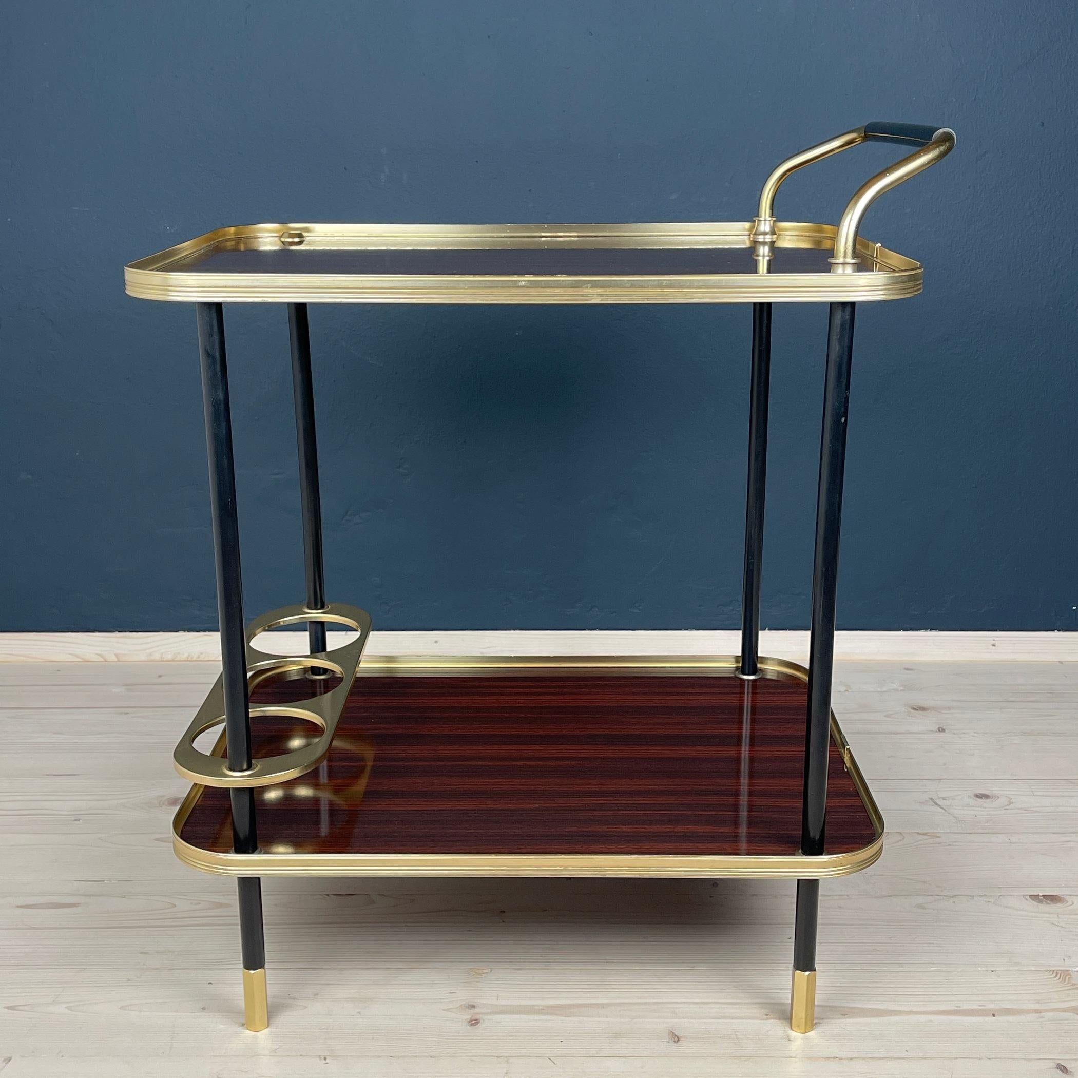 Mid-Century Modern Mid-Century Mahogany Bar Cart by Ico Parisi for MB Italy 1960s  For Sale