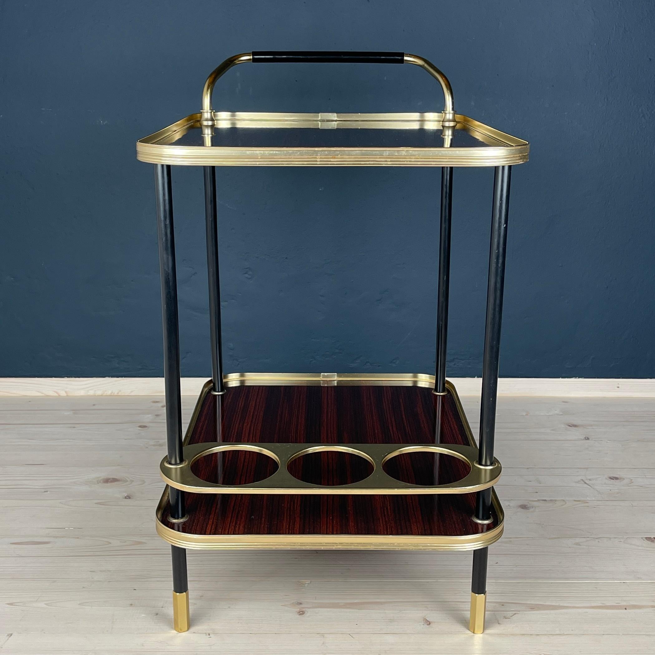 20th Century Mid-Century Mahogany Bar Cart by Ico Parisi for MB Italy 1960s  For Sale