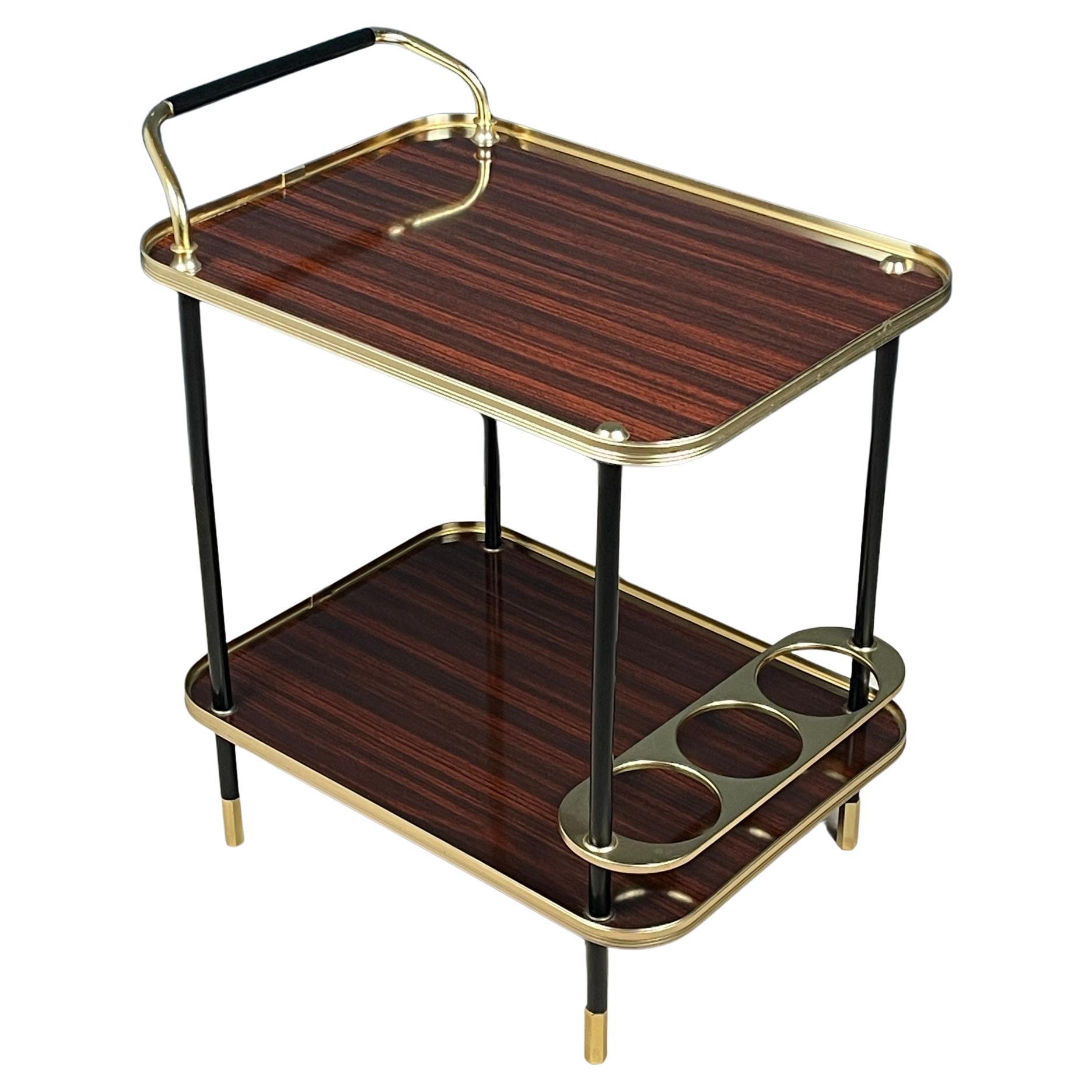 Mid-Century Mahogany Bar Cart by Ico Parisi for MB Italy 1960s 