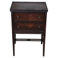 Mid Century Mahogany Beaded Two Drawer Nightstand Side Accent Table Stand