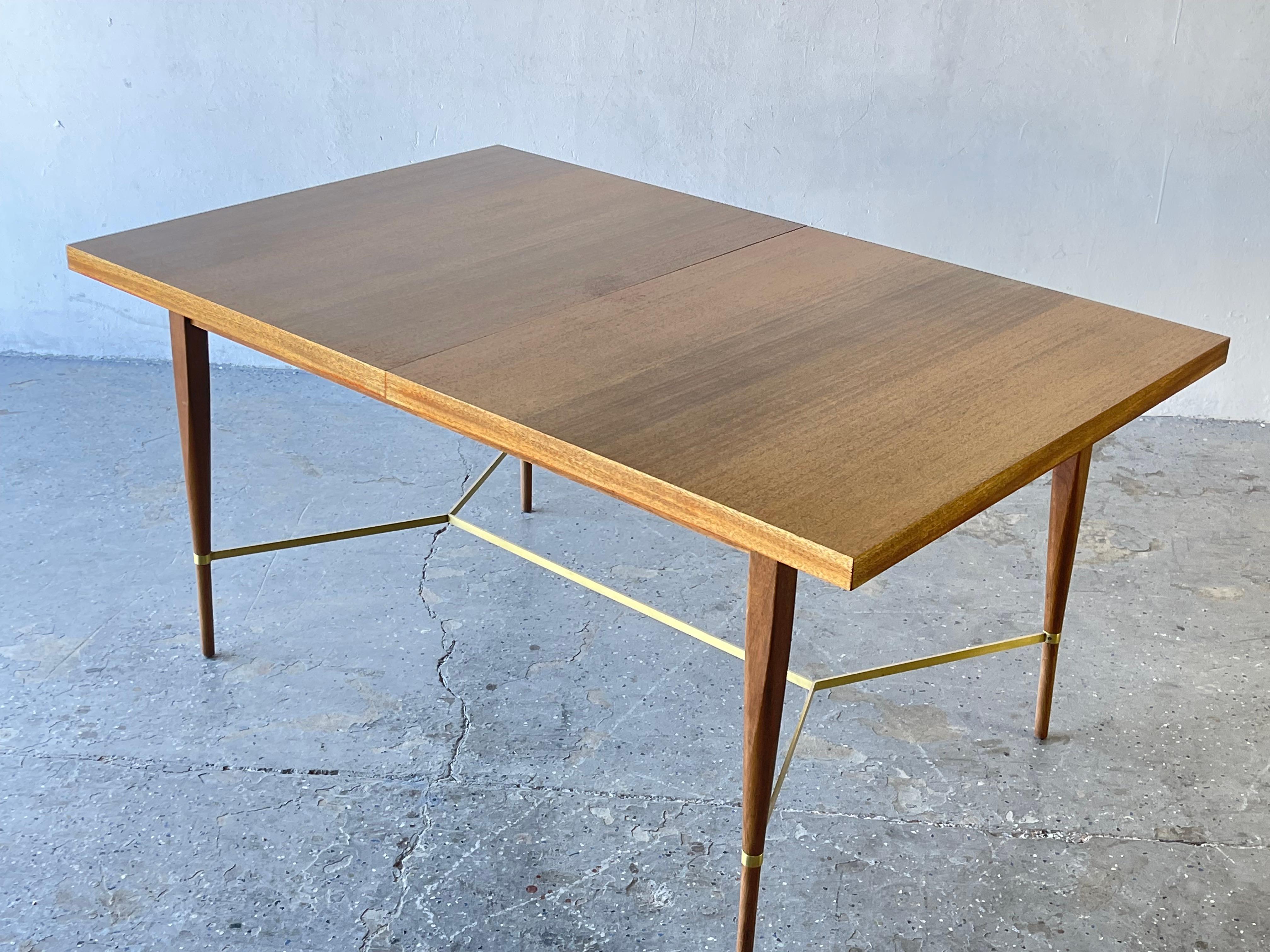 Mid-Century Mahogany & Brass X Cross Dining Table by Paul McCobb for Calvin For Sale 1