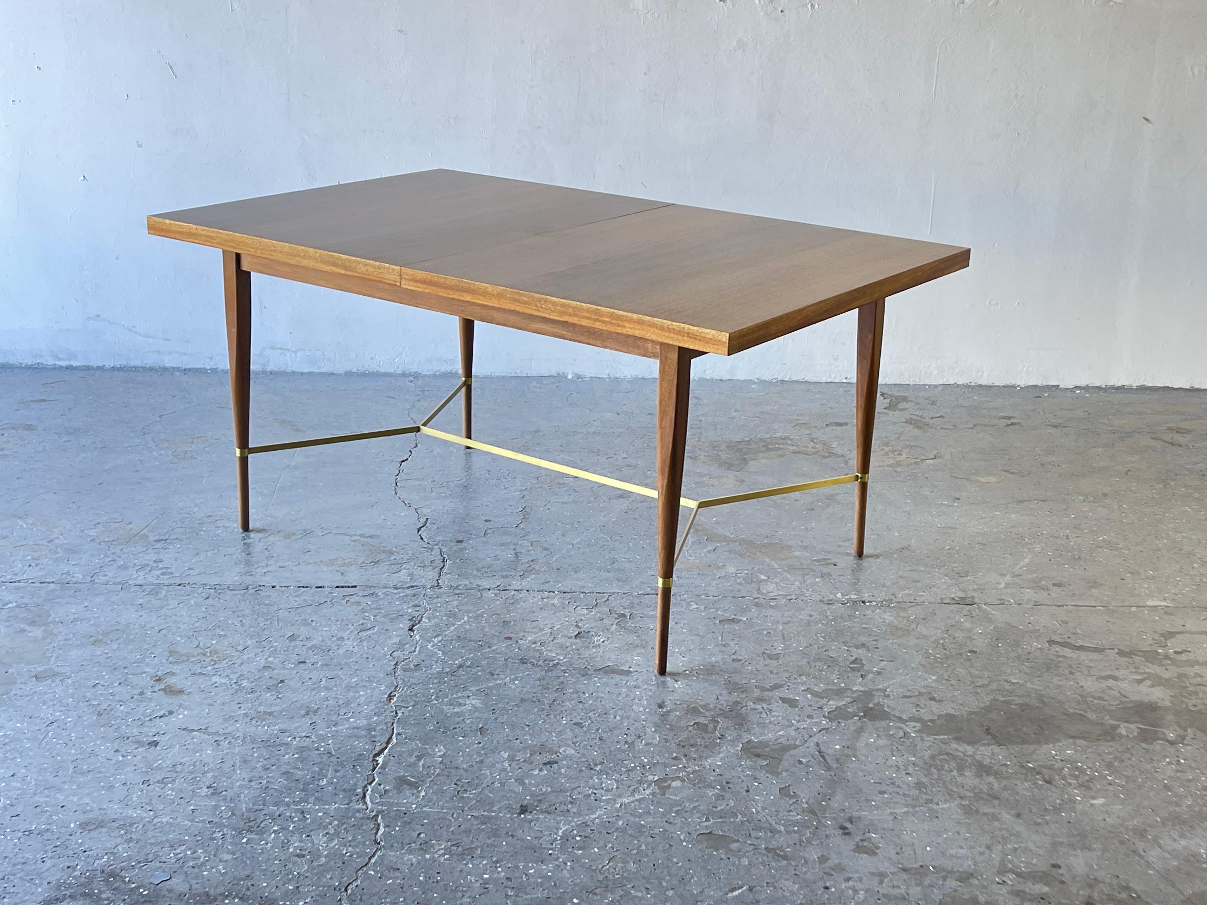 Mid-Century Mahogany & Brass X Cross Dining Table by Paul McCobb for Calvin For Sale 2