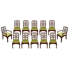 Mid Century Mahogany Chippendale Fretwork Dining Chairs