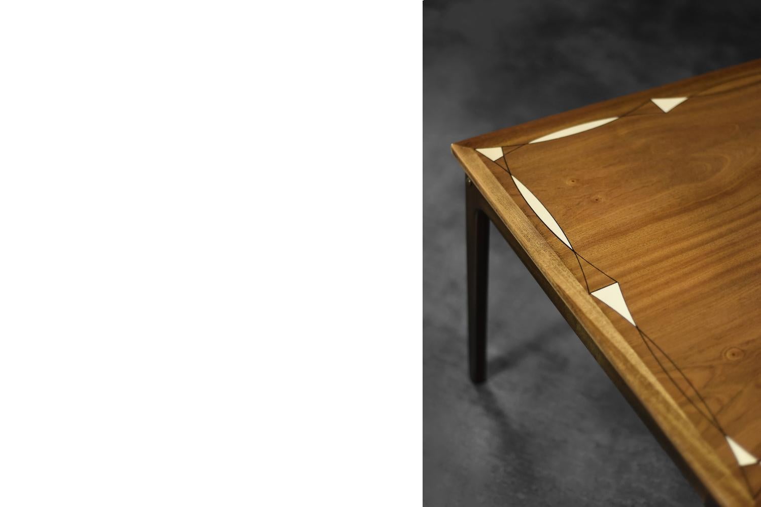 Mid-Century Mahogany Coffee Table with Hand-Painted Pattern by Ole Wanscher For Sale 9