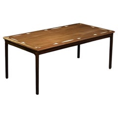Retro Mid-Century Mahogany Coffee Table with Hand-Painted Pattern by Ole Wanscher