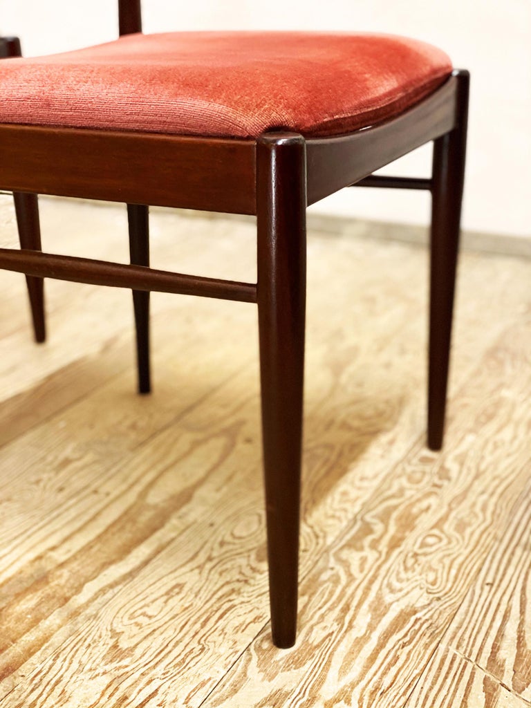 Mid Century Mahogany Colored Dining Chairs, Danish Design, Set of 6 For