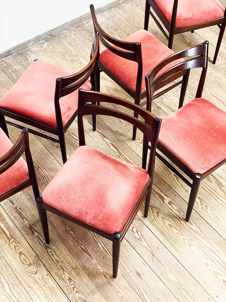 Mid Century Mahogany Colored Dining Chairs, Danish Design, Set of 6 For