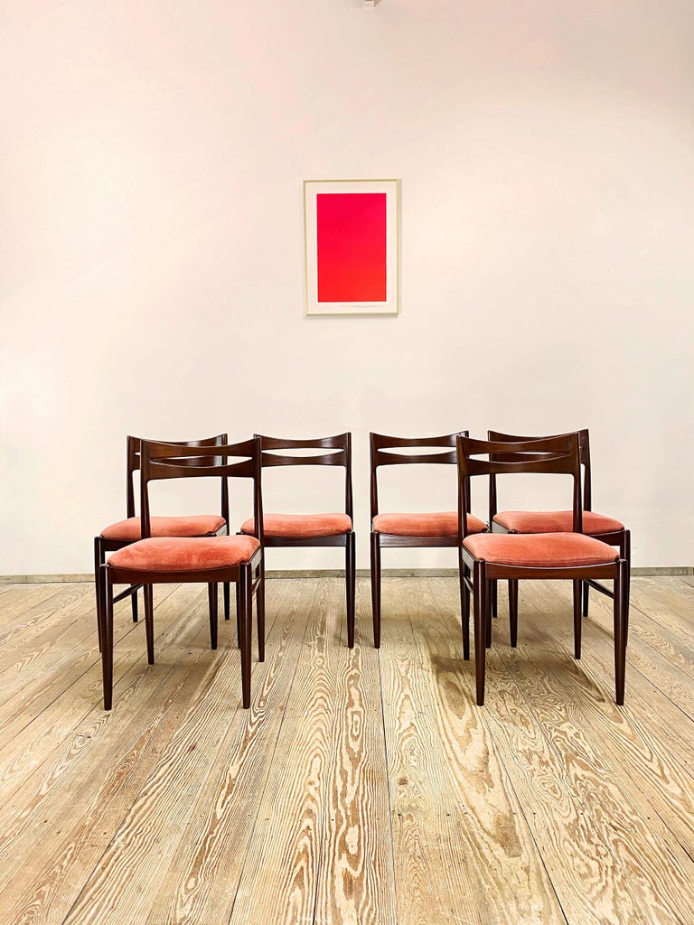 Mid Century Mahogany Colored Dining Chairs, Danish Design, Set of 6 For