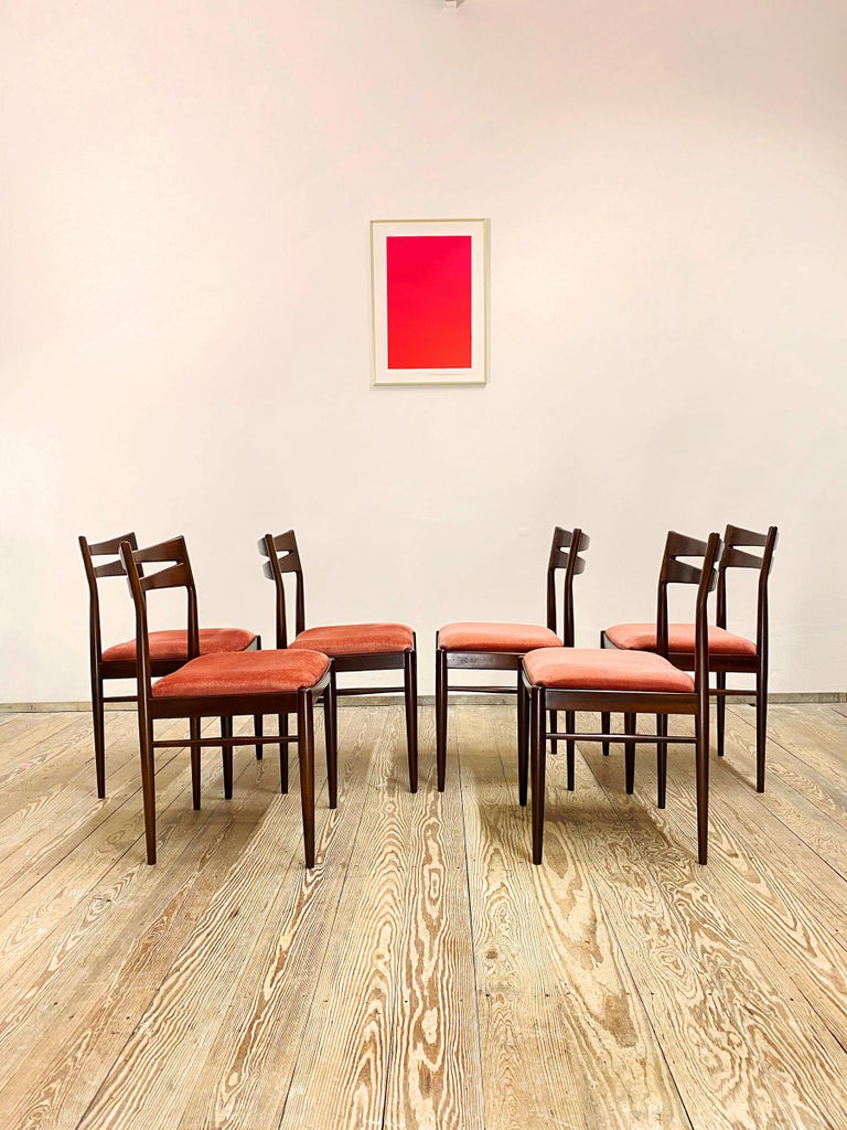 Mid Century Mahogany Colored Dining Chairs, Danish Design, Set of 6 For