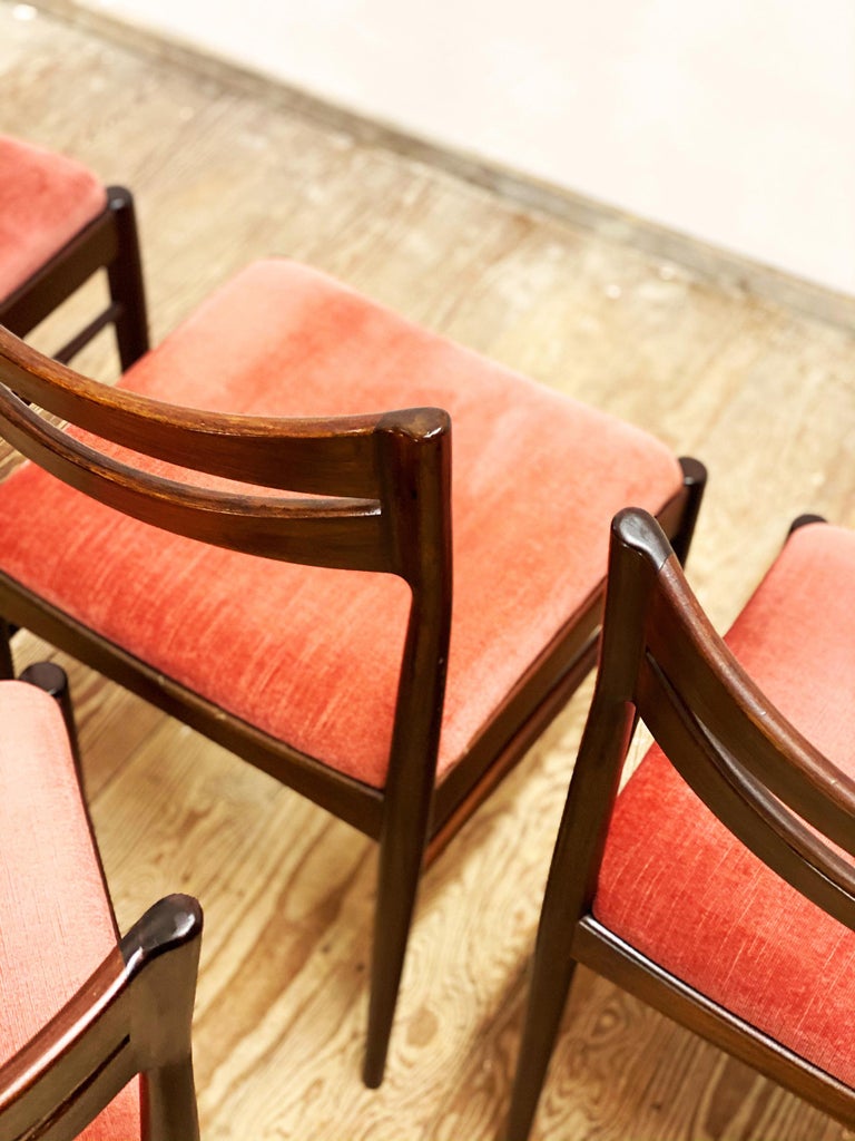 Mid Century Mahogany Colored Dining Chairs, Danish Design, Set of 6 For