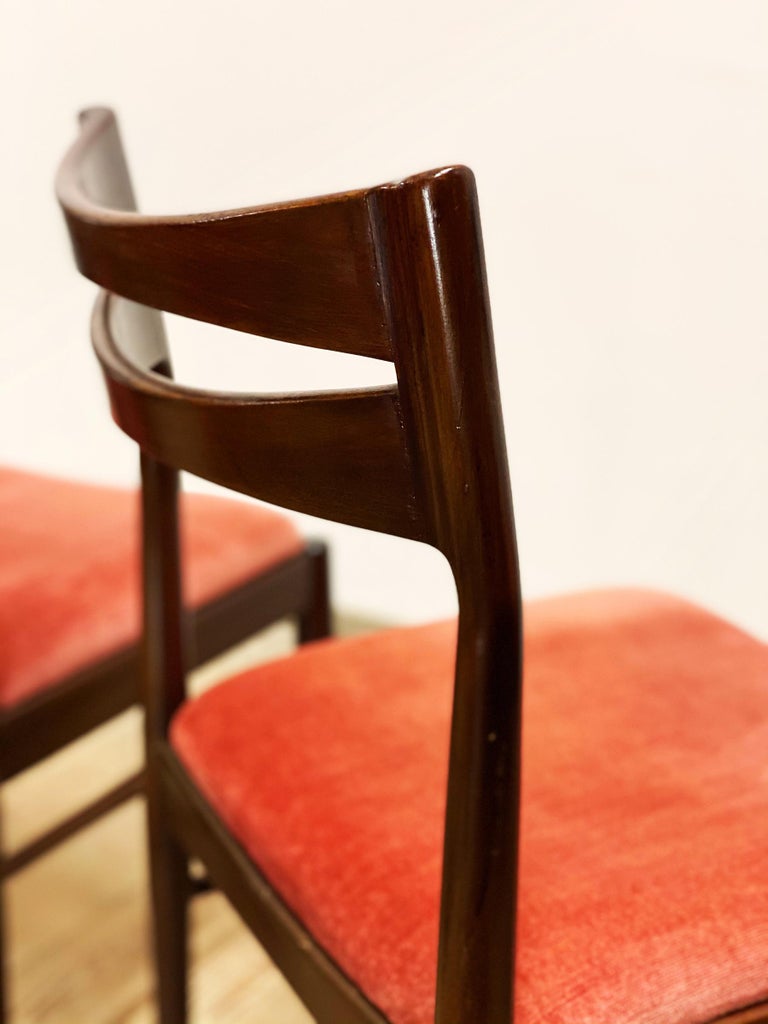Mid Century Mahogany Colored Dining Chairs, Danish Design, Set of 6 For