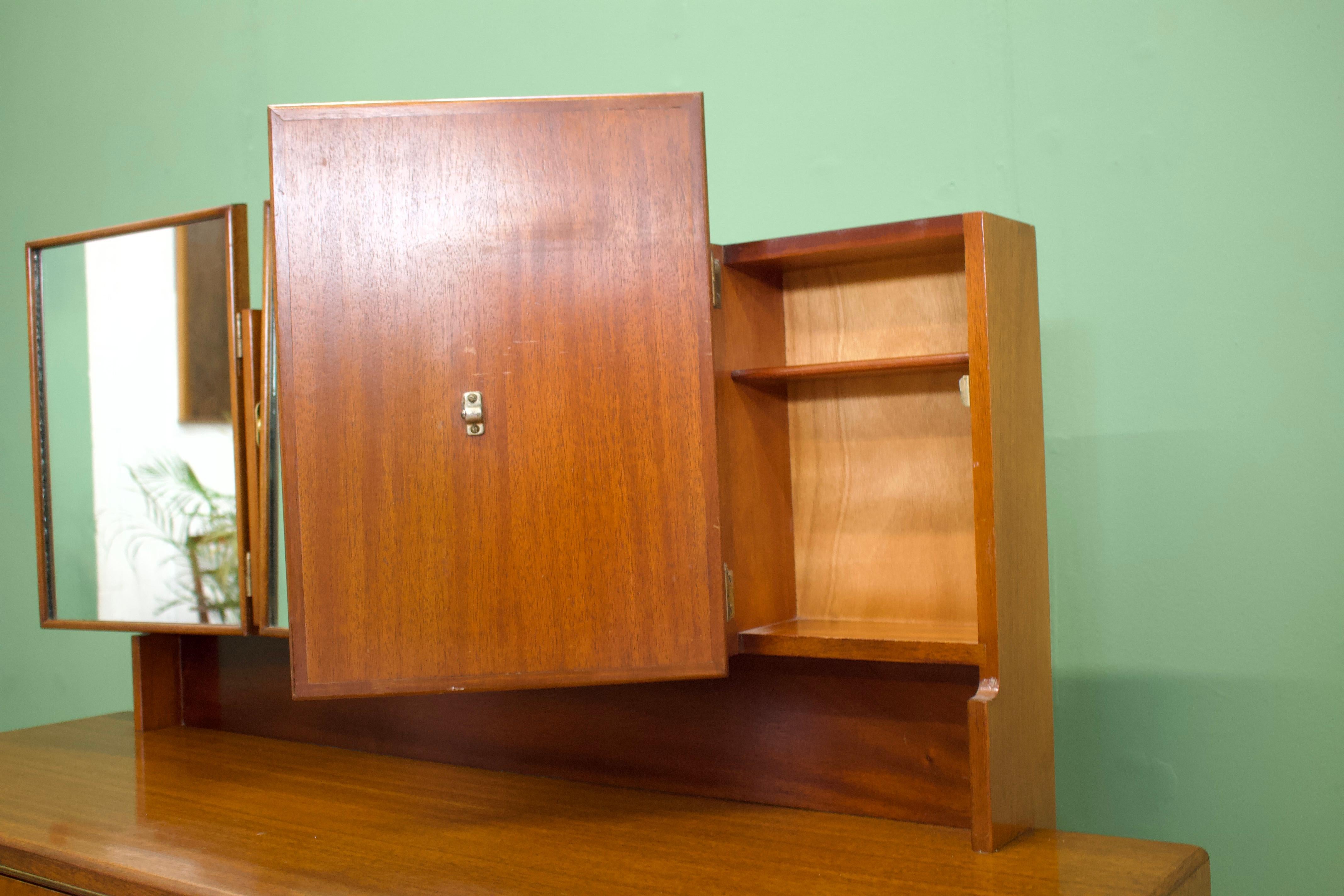 Mid-Century Modern Midcentury Mahogany Dressing Table and Stool by Greaves and Thomas, 1950s