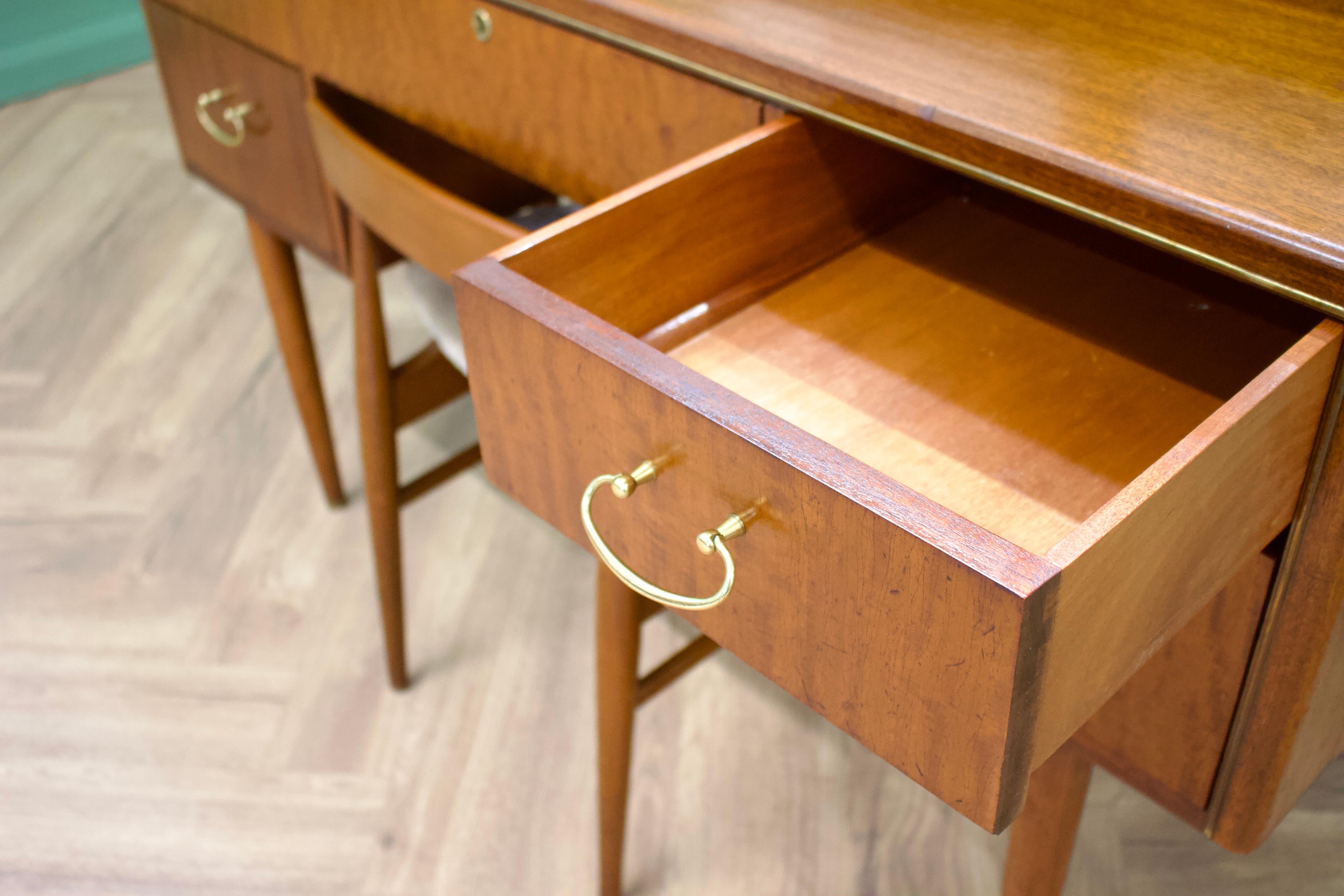 British Midcentury Mahogany Dressing Table and Stool by Greaves and Thomas, 1950s