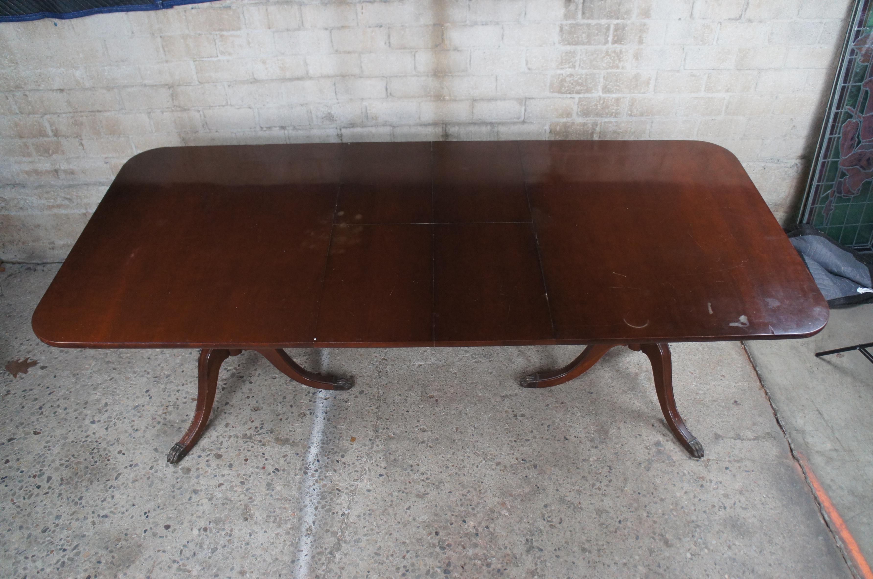 Mid Century Mahogany Duncan Phyfe Barley Twist Claw Foot Dining Table 62