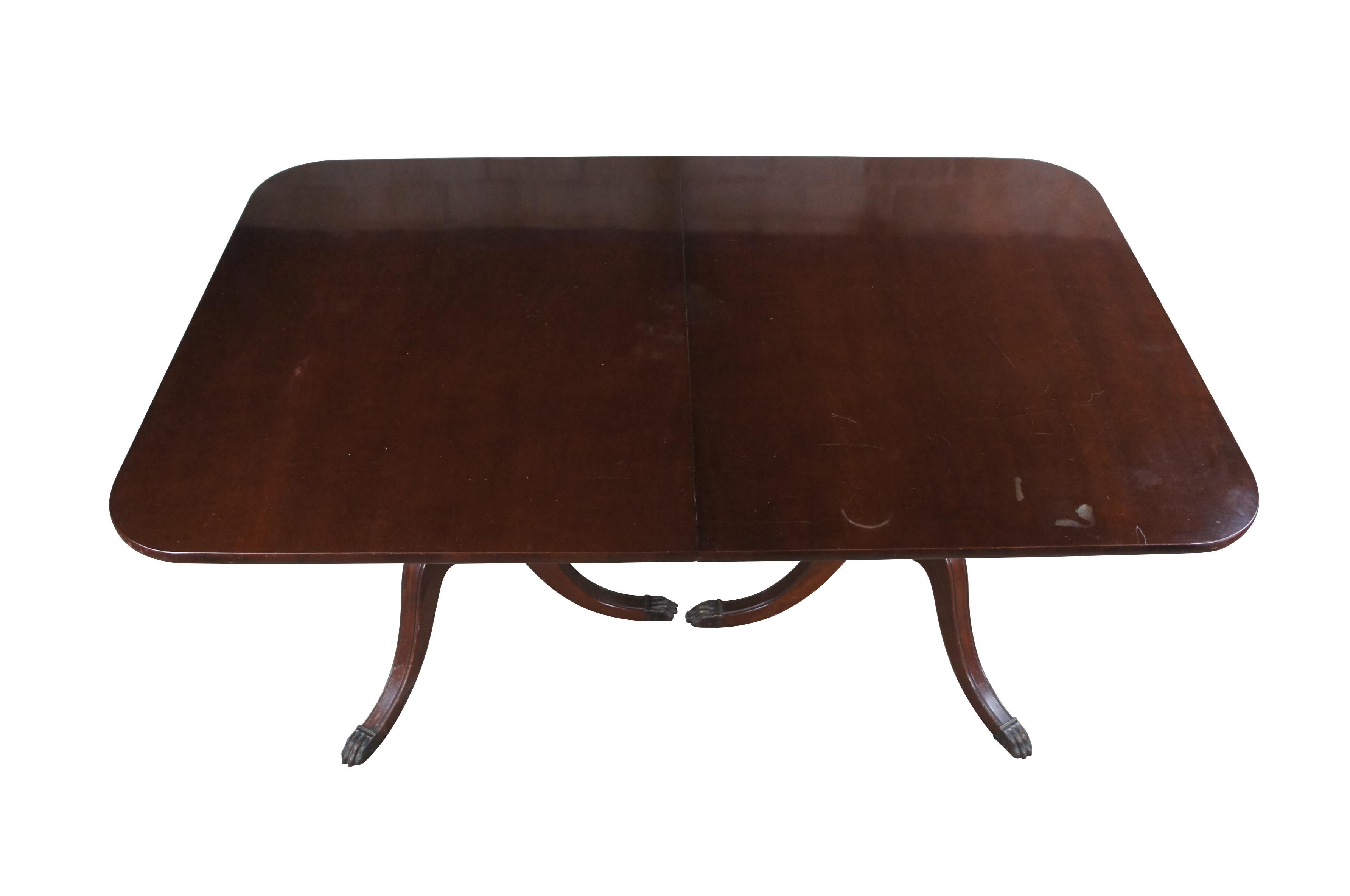 Sheraton Mid Century Mahogany Duncan Phyfe Barley Twist Claw Foot Dining Table 62