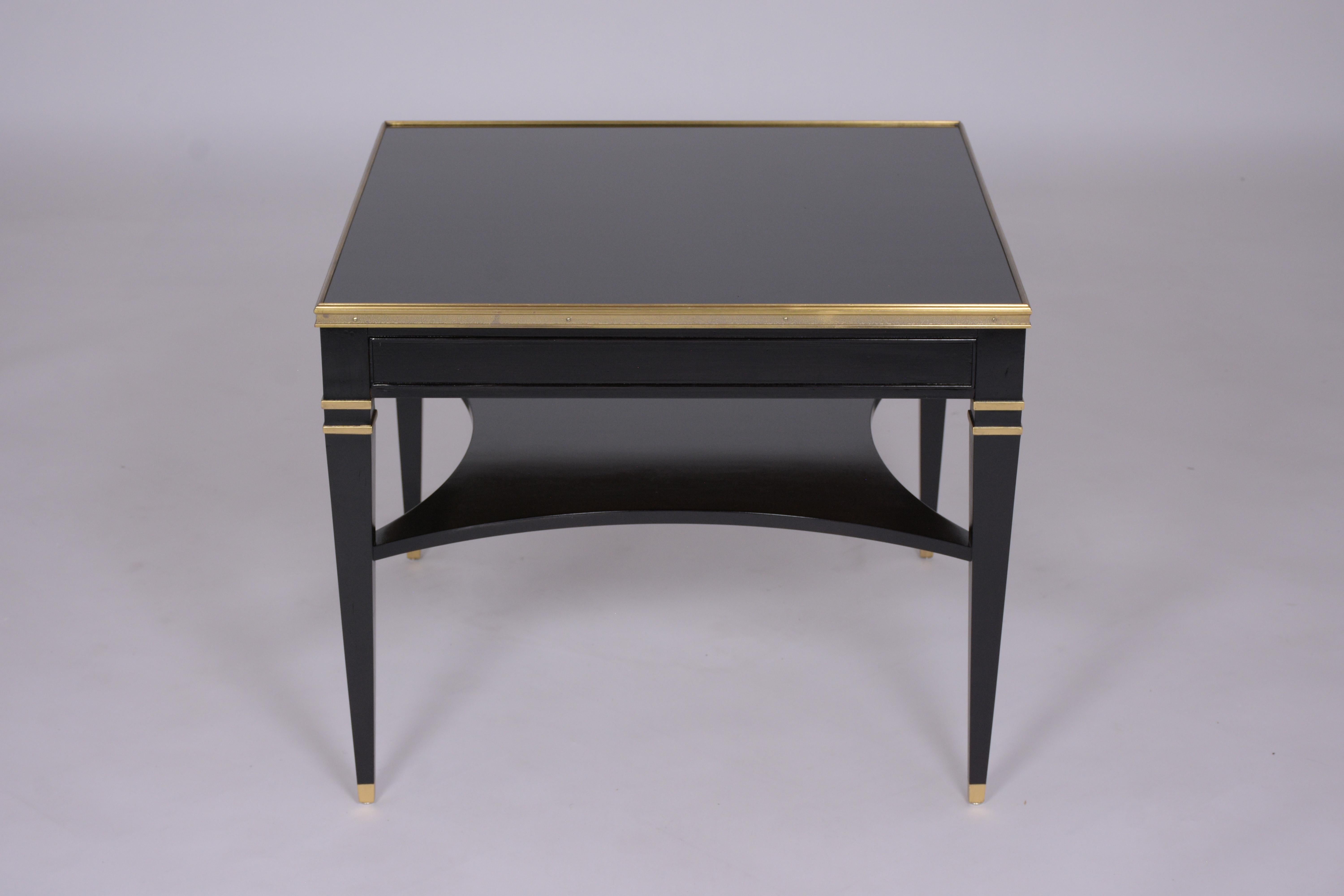 Mid-20th Century Mid-Century Brass Ebonized Side Table