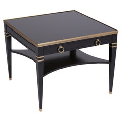 Mid-Century Brass Ebonized Side Table