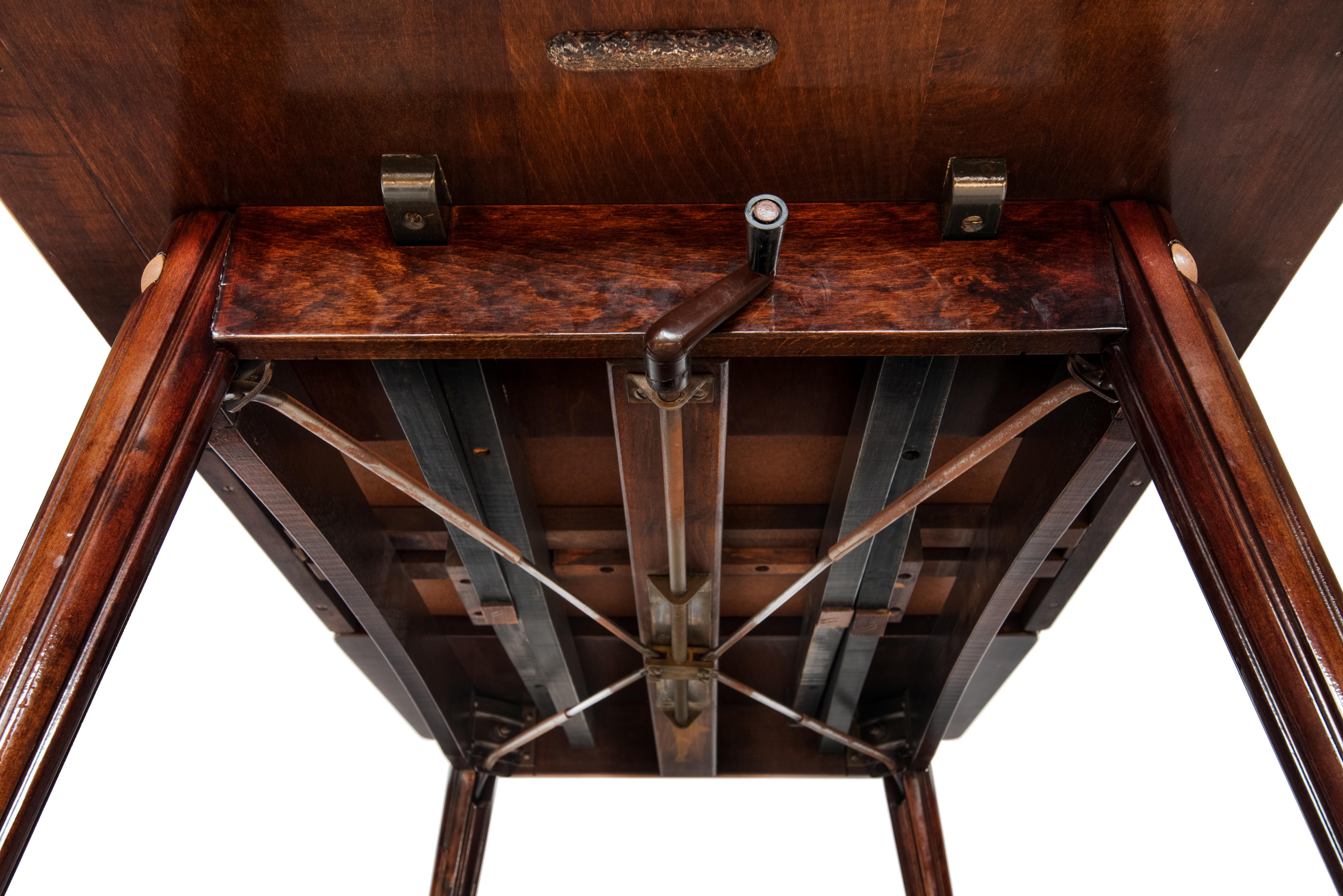 Midcentury Mahogany Extendable Lifting Table, Resopal Glass Plate, Ilse Möbel 1