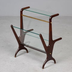Mid Century Mahogany Magazine Holder Table with Brass Fittings