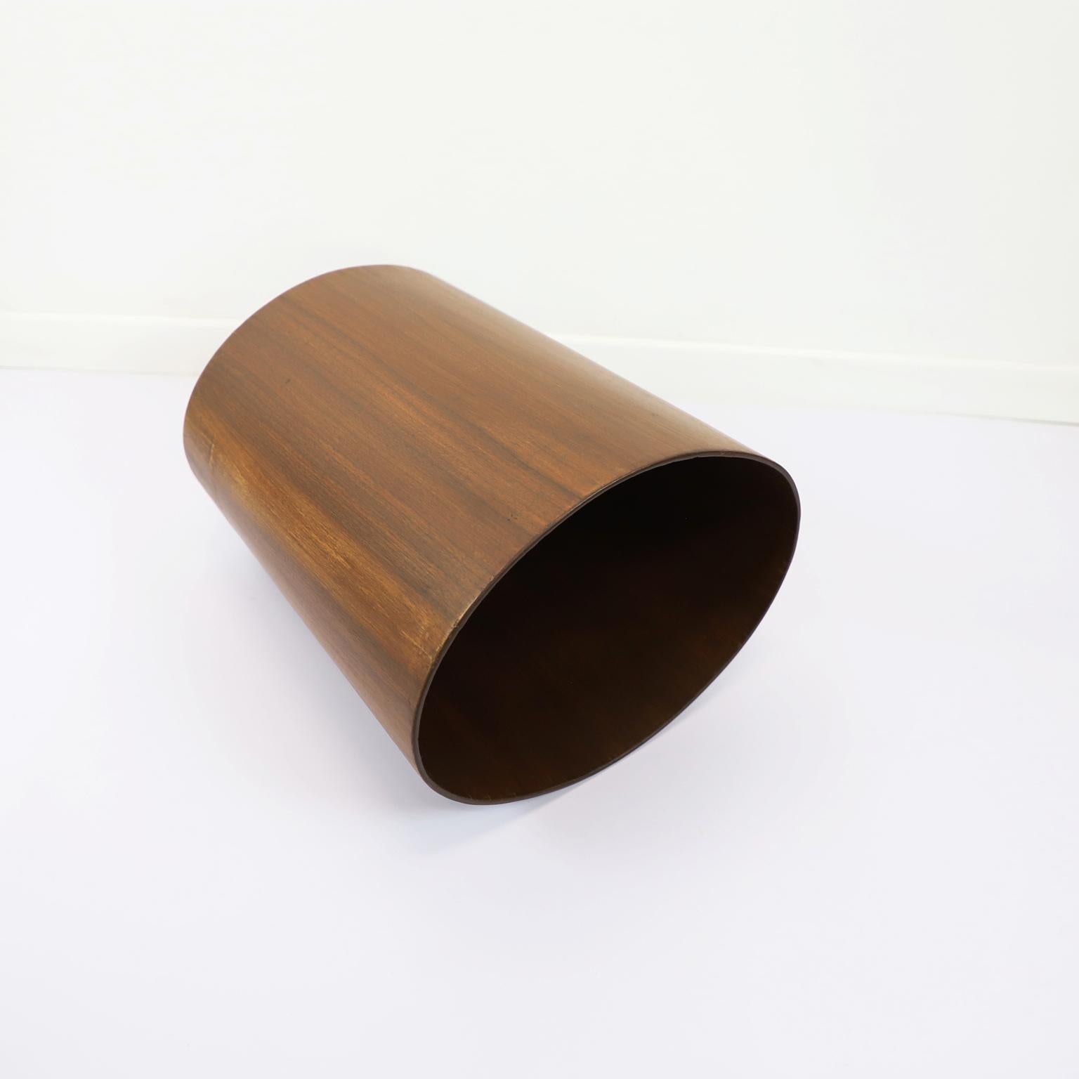 Mid-Century Modern Mid Century Mahogany Plywood Trash Can For Sale