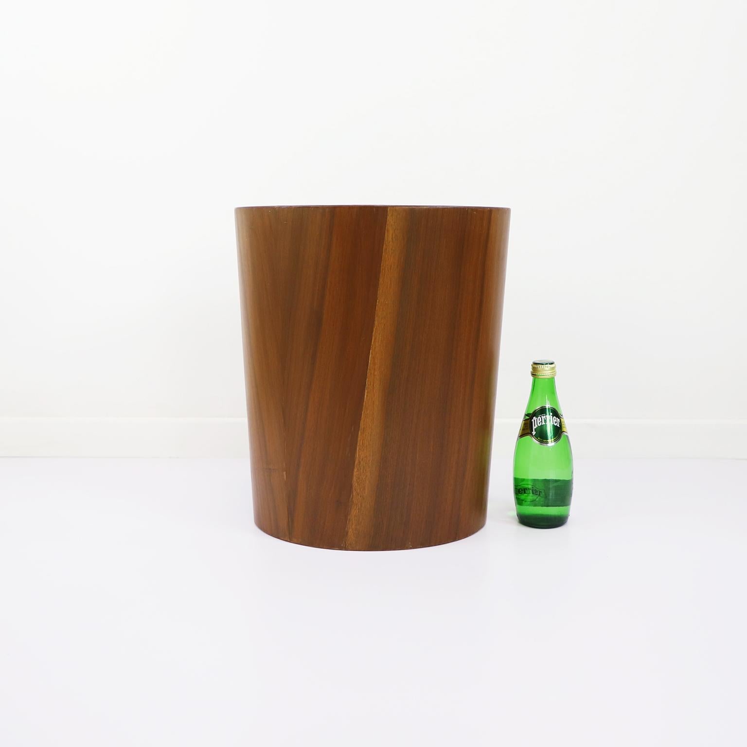 Mexican Mid Century Mahogany Plywood Trash Can For Sale