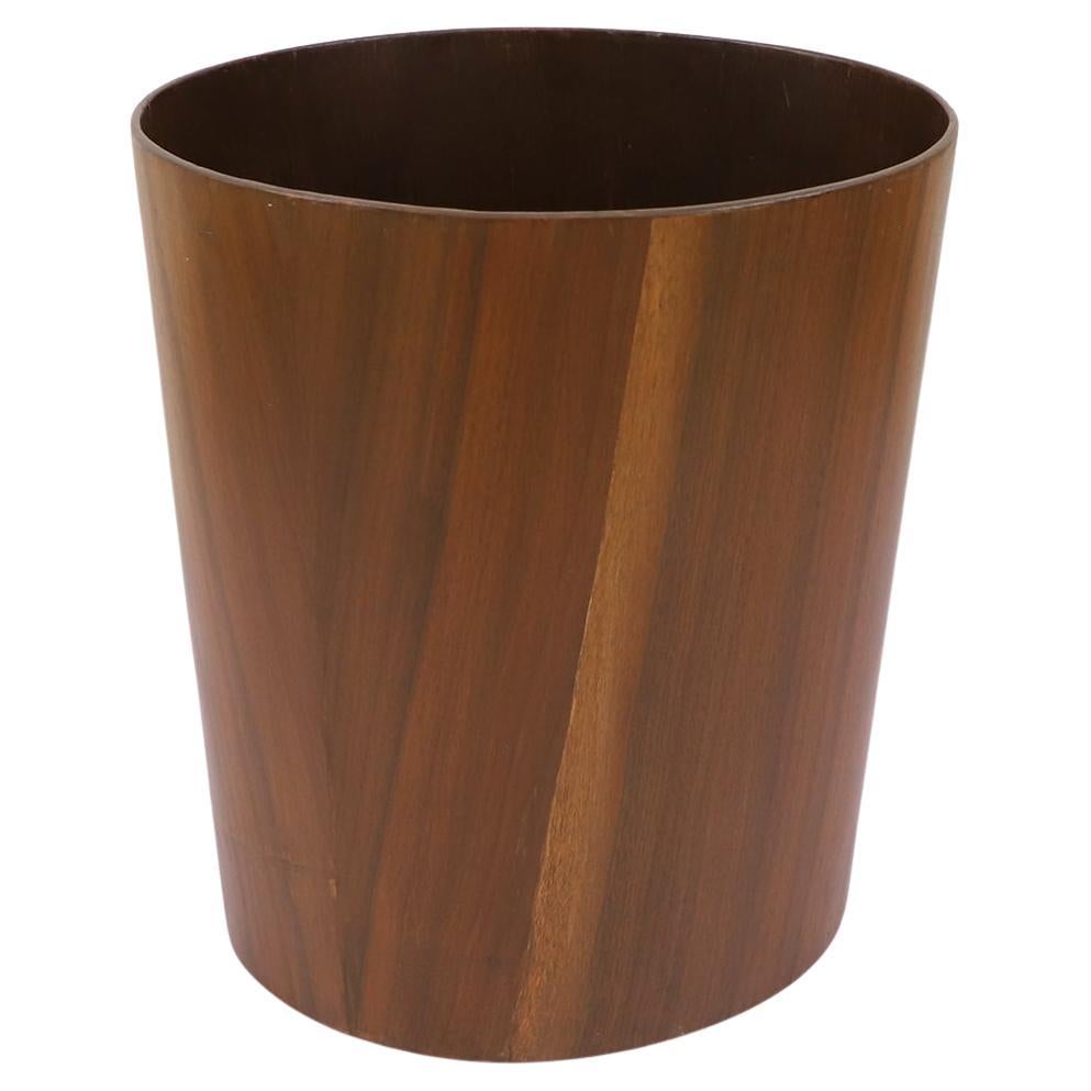 Mid Century Mahogany Plywood Trash Can For Sale