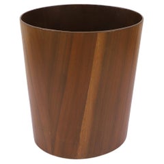 Mid Century Mahogany Plywood Trash Can