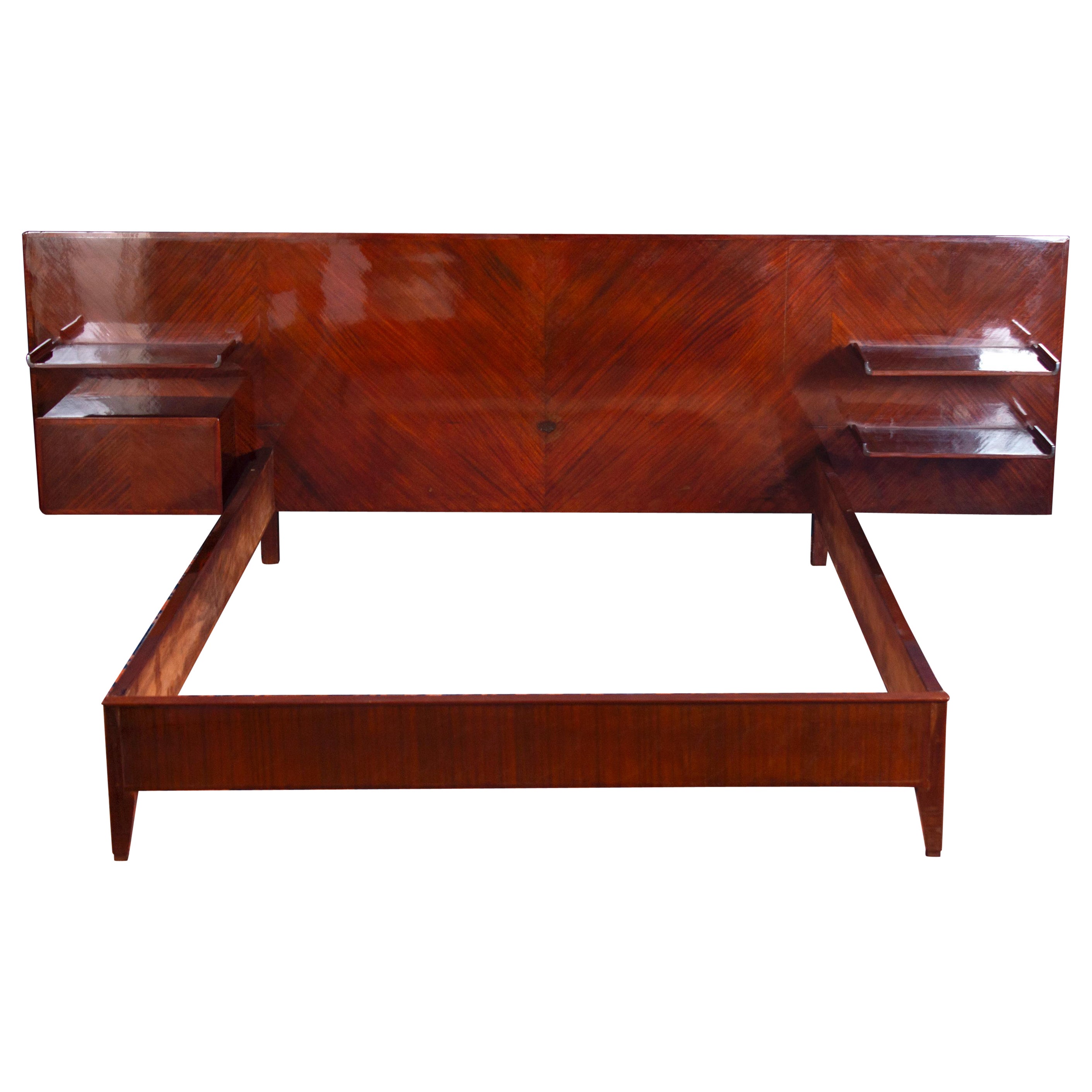 Letto matrimoniale in mogano di metà secolo Attr. a Gio Ponti 1950