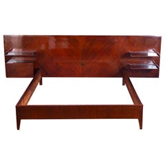 Mid-Century Mahogany Queen Bed Attr. to Gio Ponti 1950