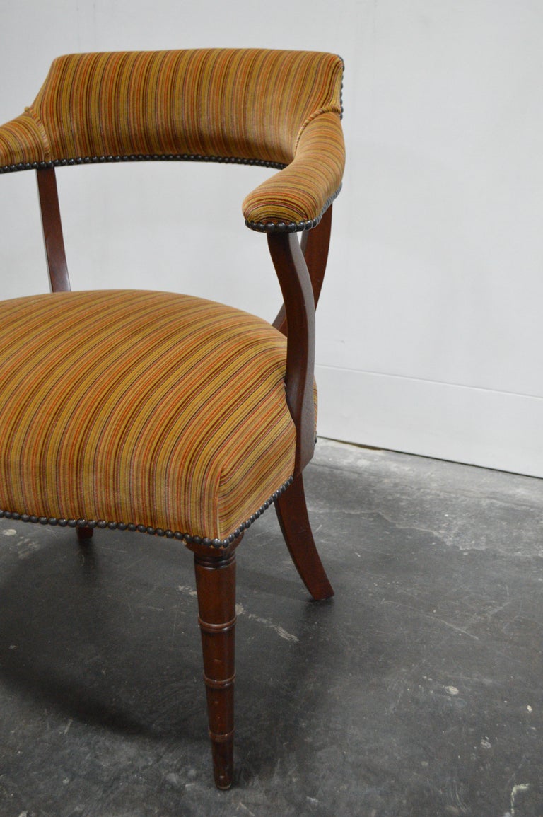 Midcentury Mahogany Regency Style Barrel Library Chair ...