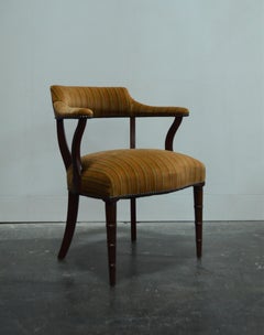 Midcentury Mahagoni Regency Style Barrel Library Chair mit Faux Bamboo Beinen