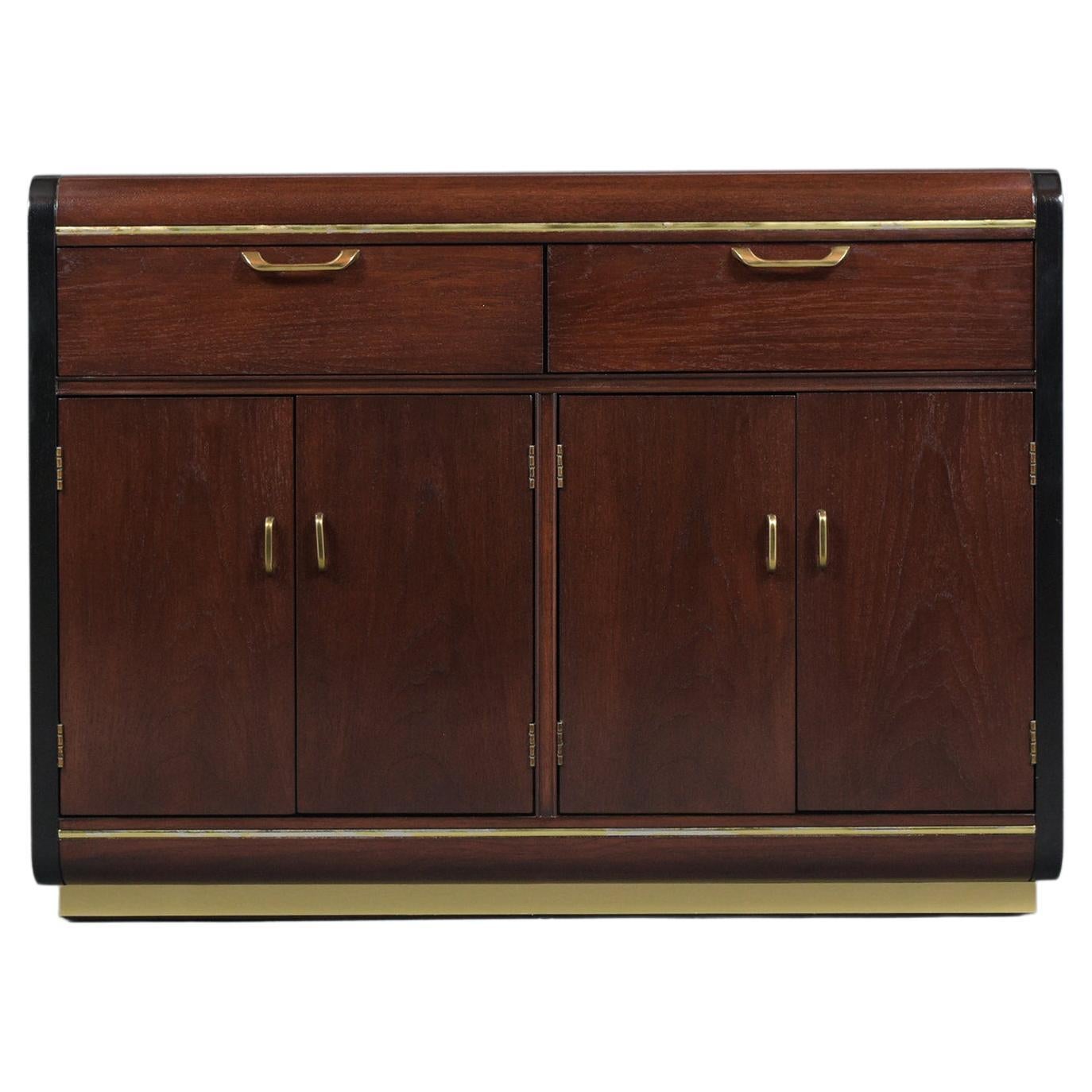 Mid-Century Mahogany Brass Sideboard