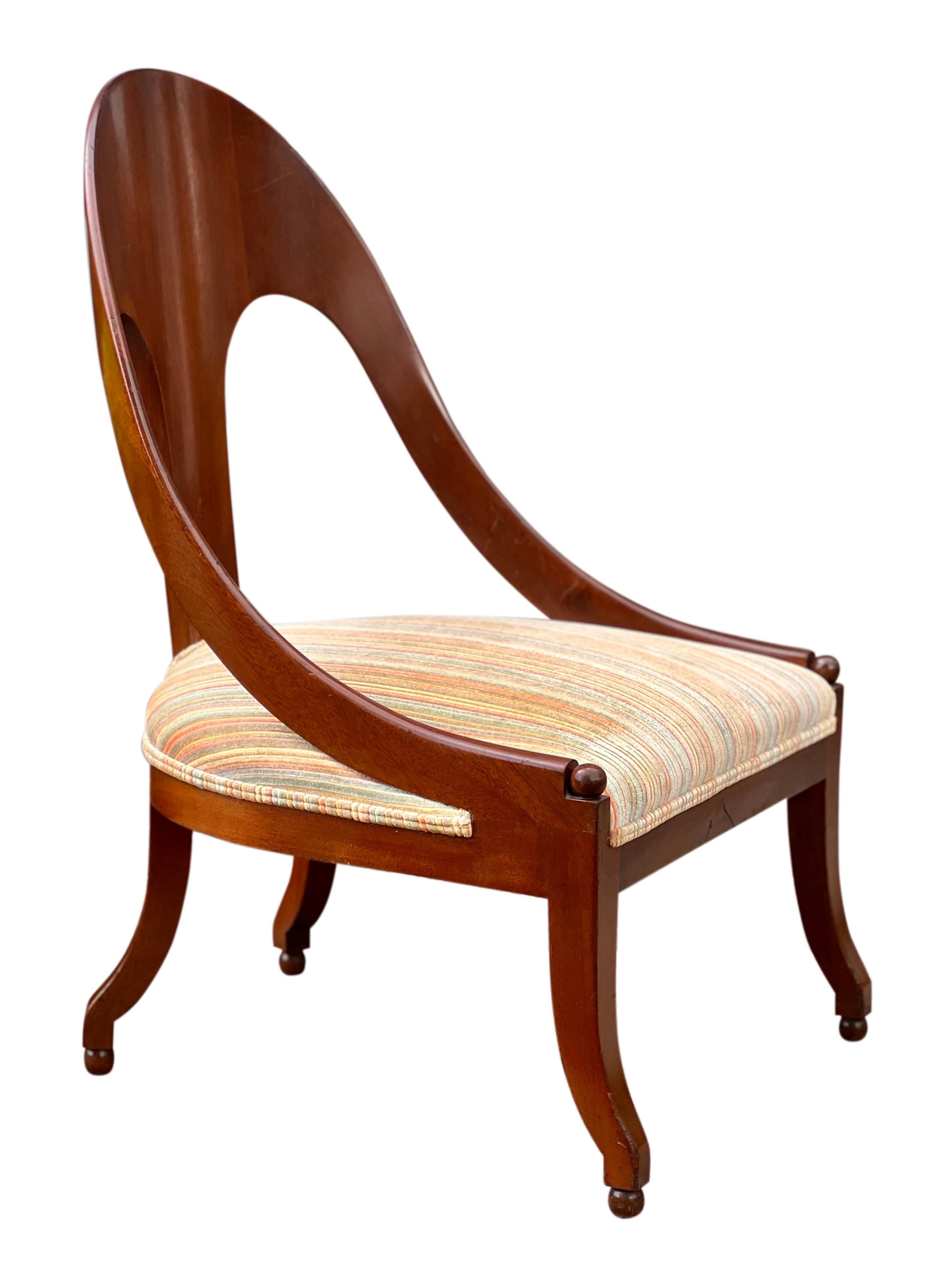 Mid-Century Modern Mid Century Mahogany Slipper Lounge Chair Attributed to Michael Taylor for Baker For Sale