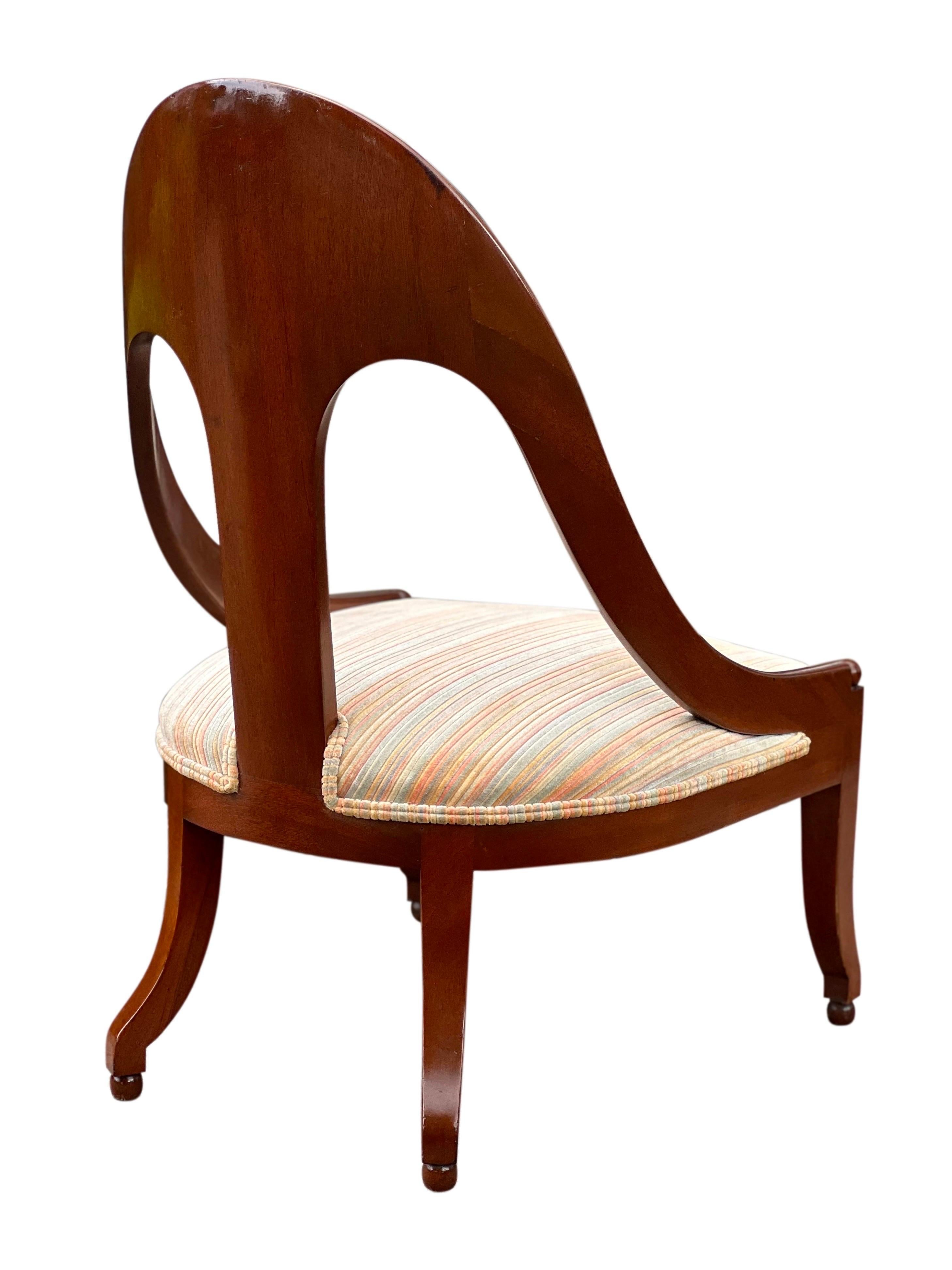 North American Mid Century Mahogany Slipper Lounge Chair Attributed to Michael Taylor for Baker For Sale
