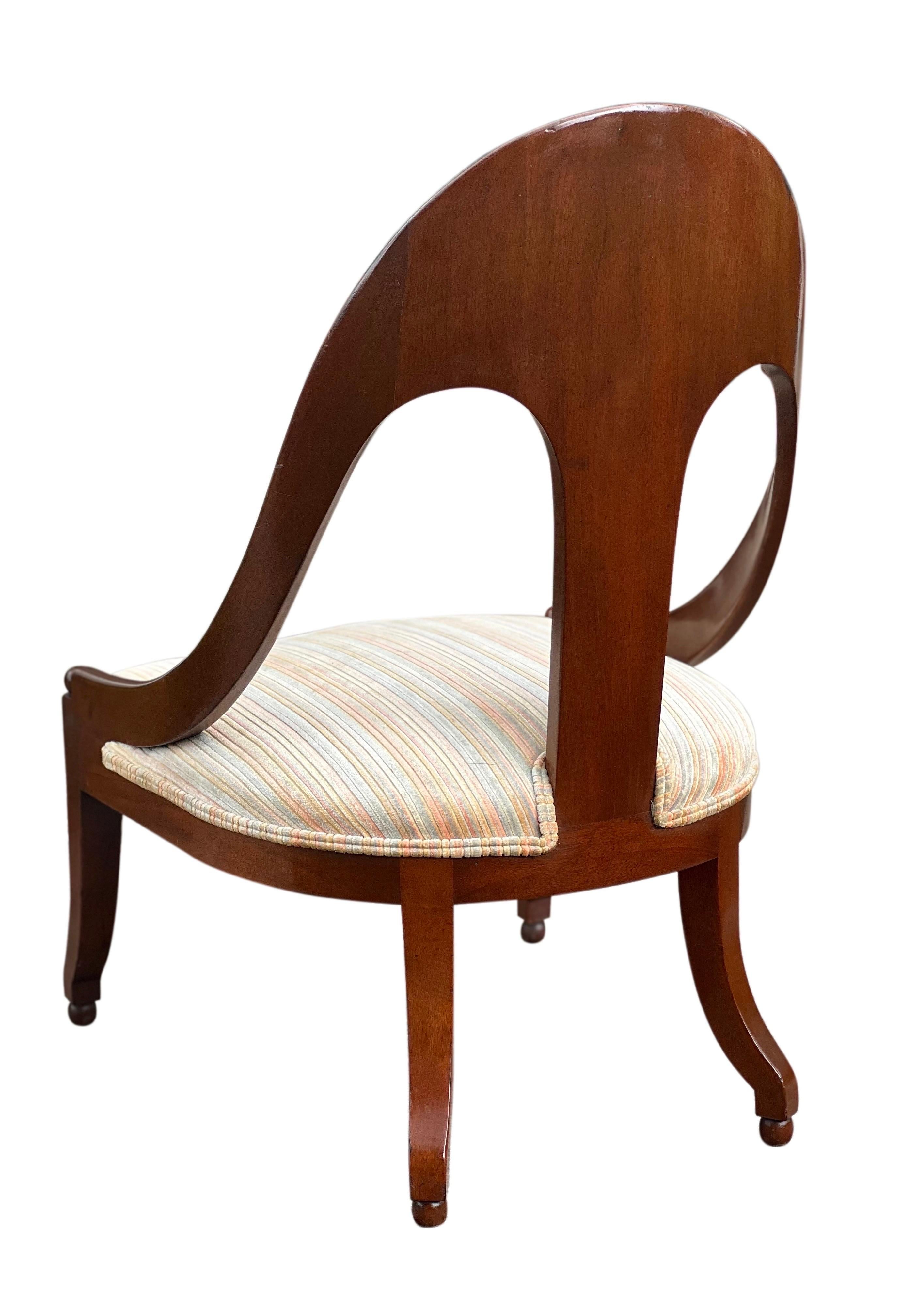 20th Century Mid Century Mahogany Slipper Lounge Chair Attributed to Michael Taylor for Baker For Sale