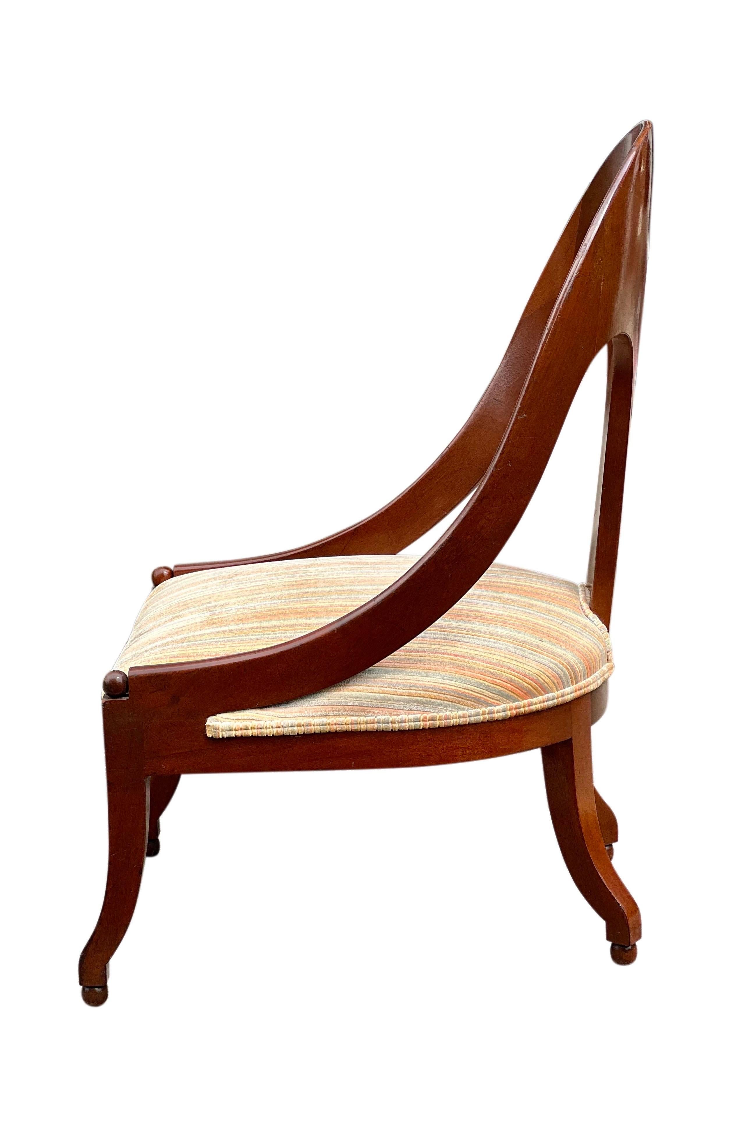Mid Century Mahogany Slipper Lounge Chair Attributed to Michael Taylor for Baker For Sale 1