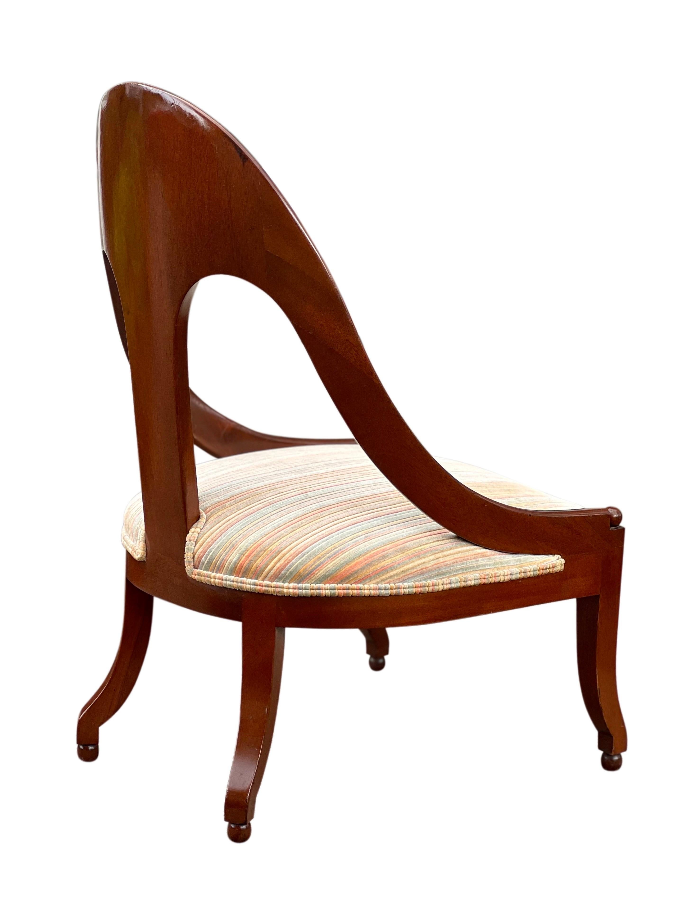 Mid Century Mahogany Slipper Lounge Chair Attributed to Michael Taylor for Baker For Sale 2