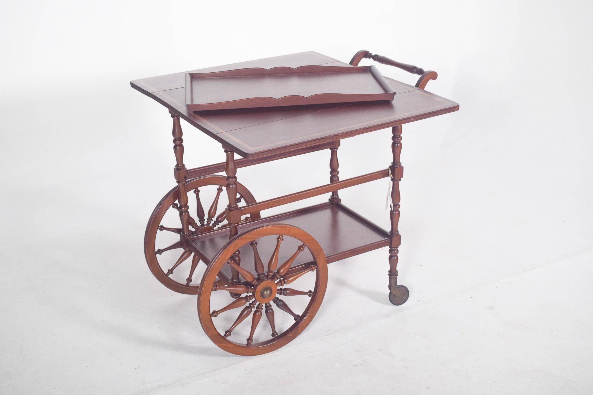 Mid Century Mahogany Tea Trolley with Side Flaps For Sale 4