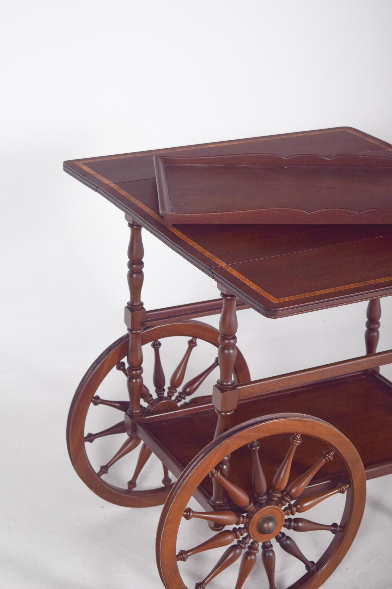 Mid Century Mahogany Tea Trolley with Side Flaps For Sale 5