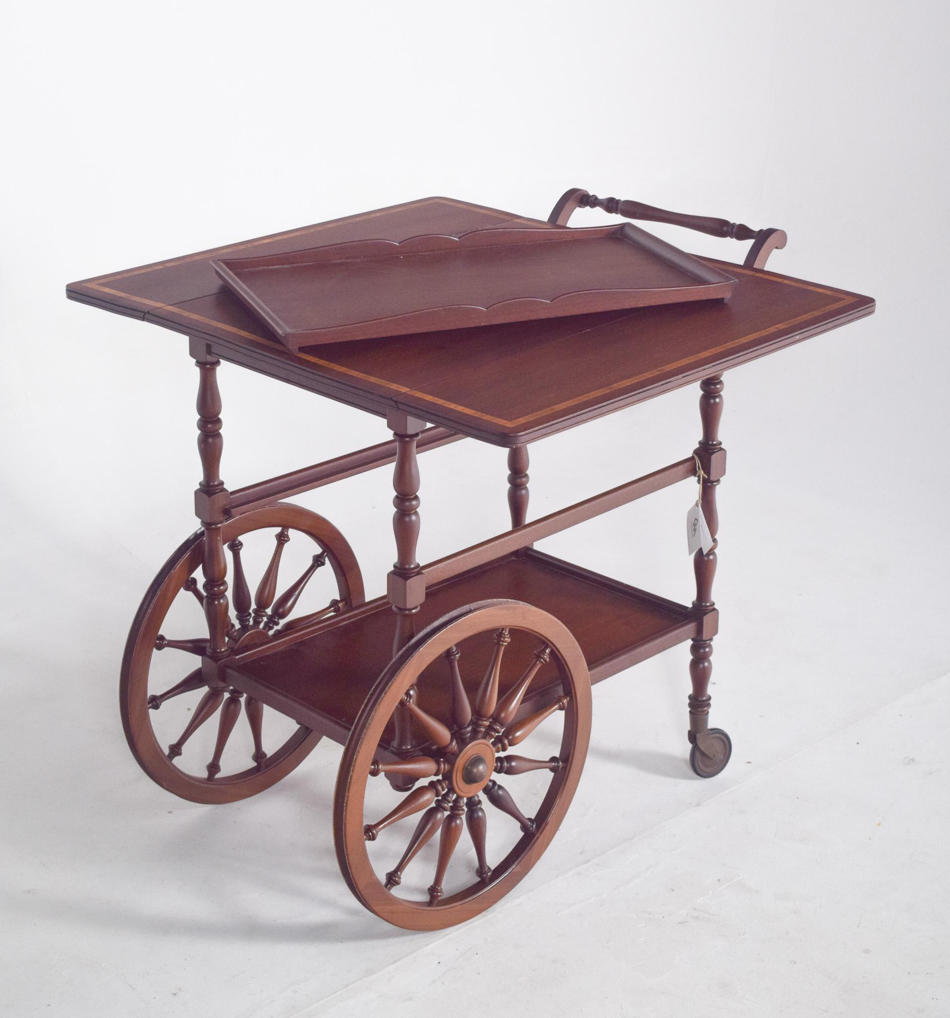 Mid Century Mahogany Tea Trolley with Side Flaps For Sale 7