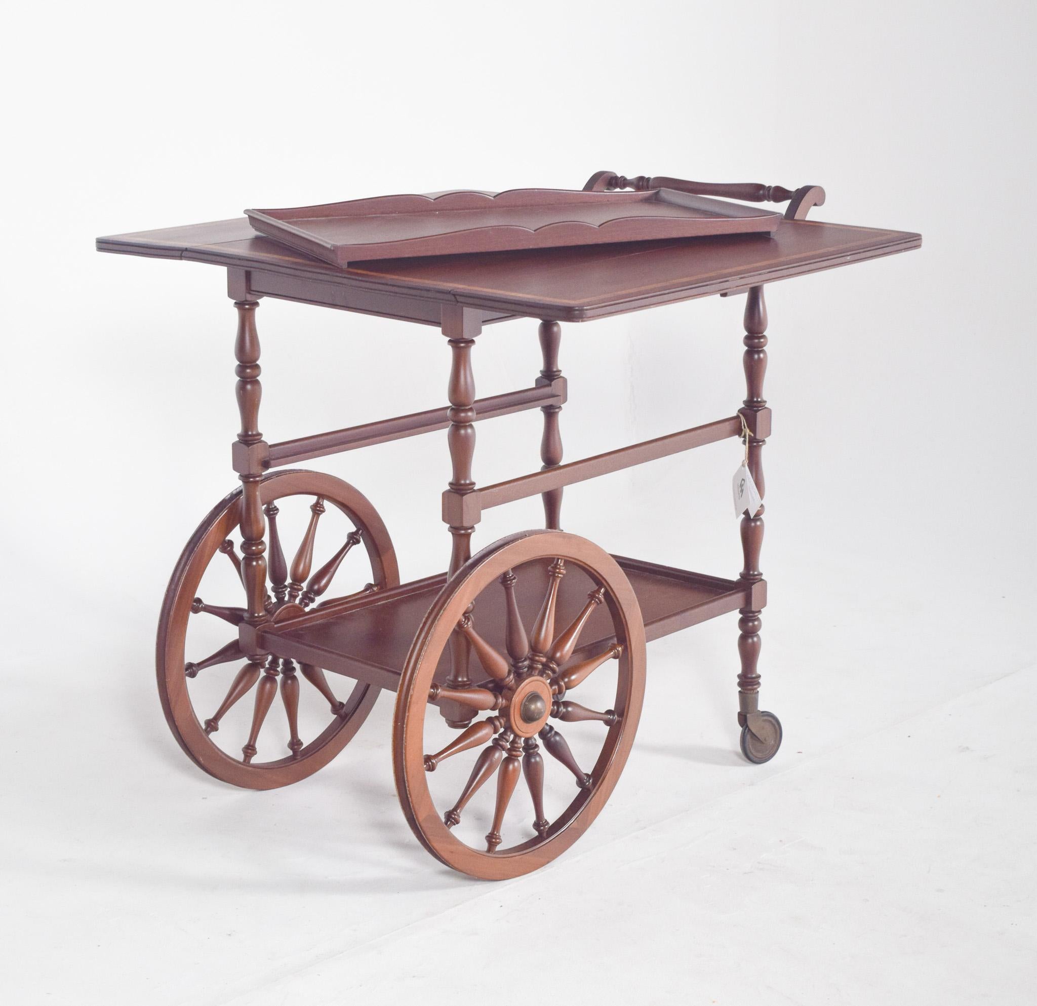 Mid Century Mahogany Tea Trolley with Side Flaps For Sale 8