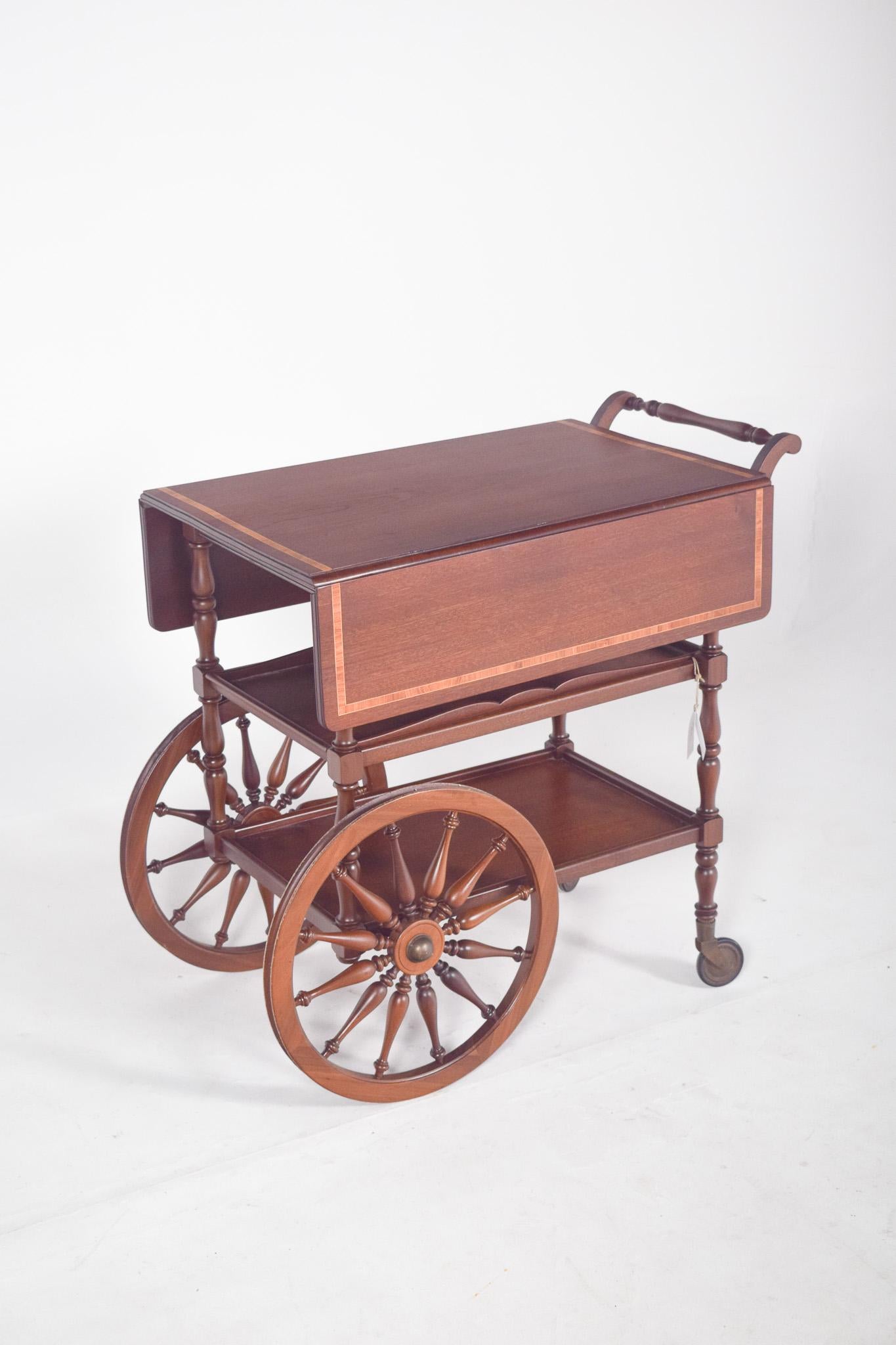 English Mid Century Mahogany Tea Trolley with Side Flaps For Sale