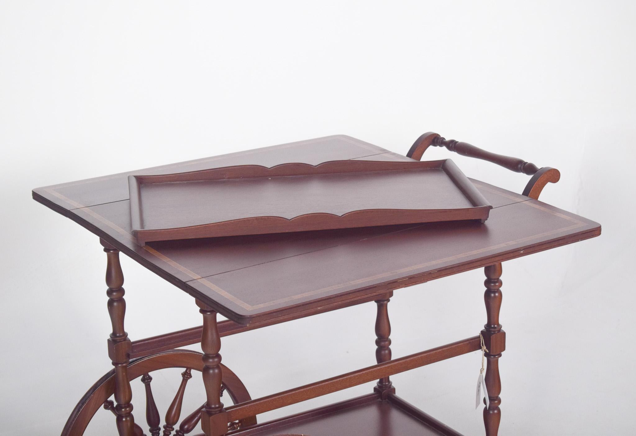 Mid Century Mahogany Tea Trolley with Side Flaps For Sale 3