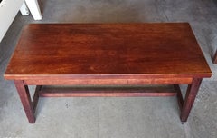 Mid-Century Mahogany Trestle Storage Bench / Coffee Table